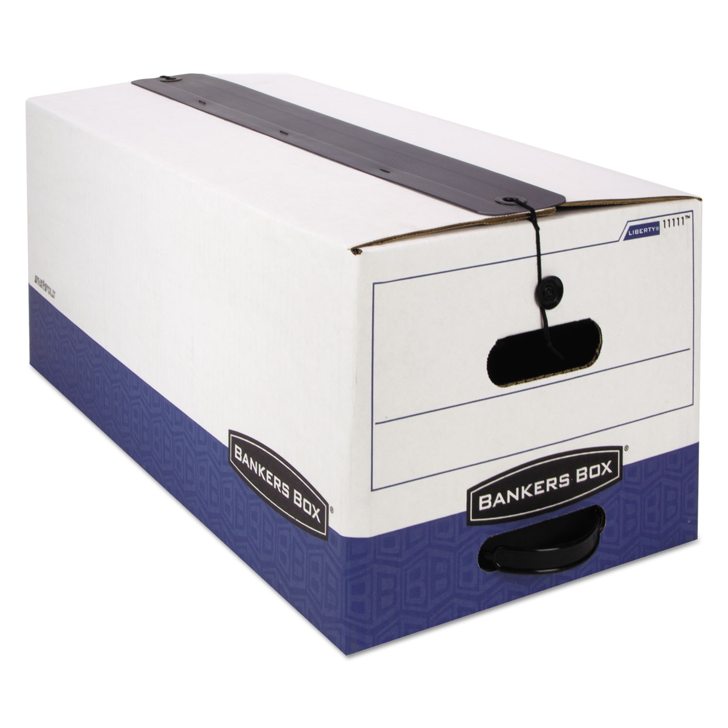 LIBERTY Plus Storage Box, Letter, String/Button, White/Blue, 12/Carton