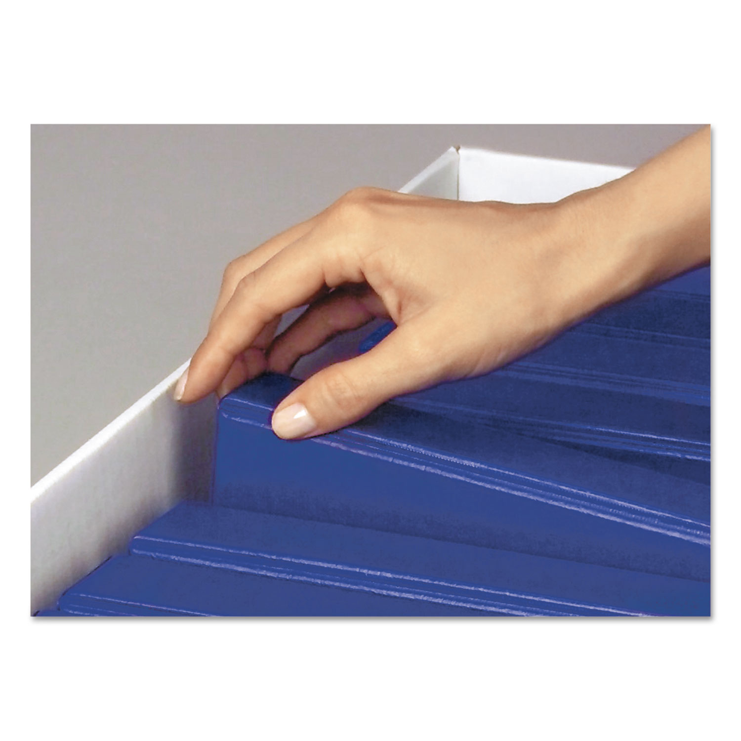 BINDERBOX Storage Box, Locking Lid, 12 1/4 x 18 1/2 x 12, White/Blue, 12/Carton