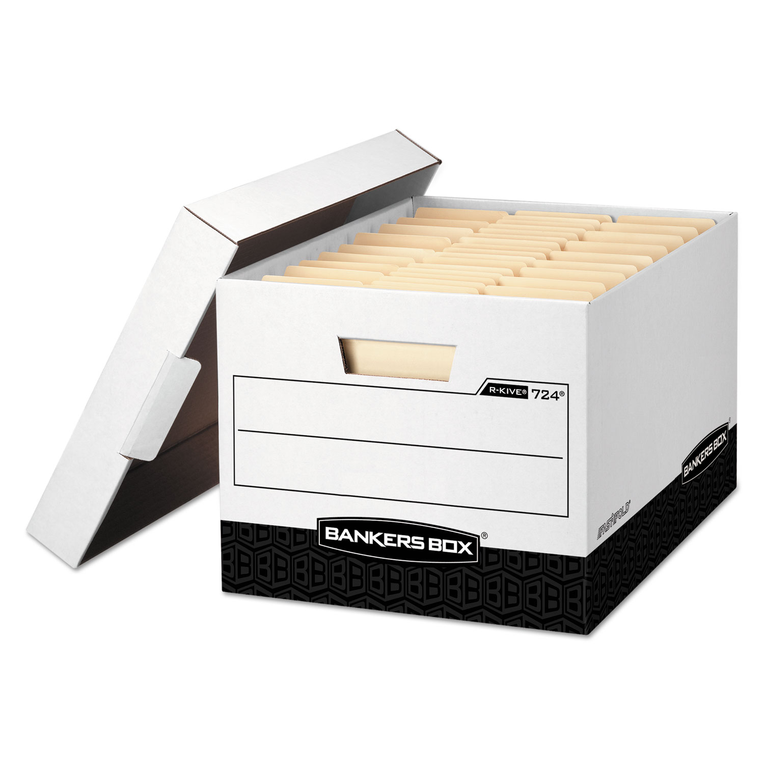 R-KIVE Max Storage Box, Legal/Letter, Locking Lid, White/Black, 12/Carton
