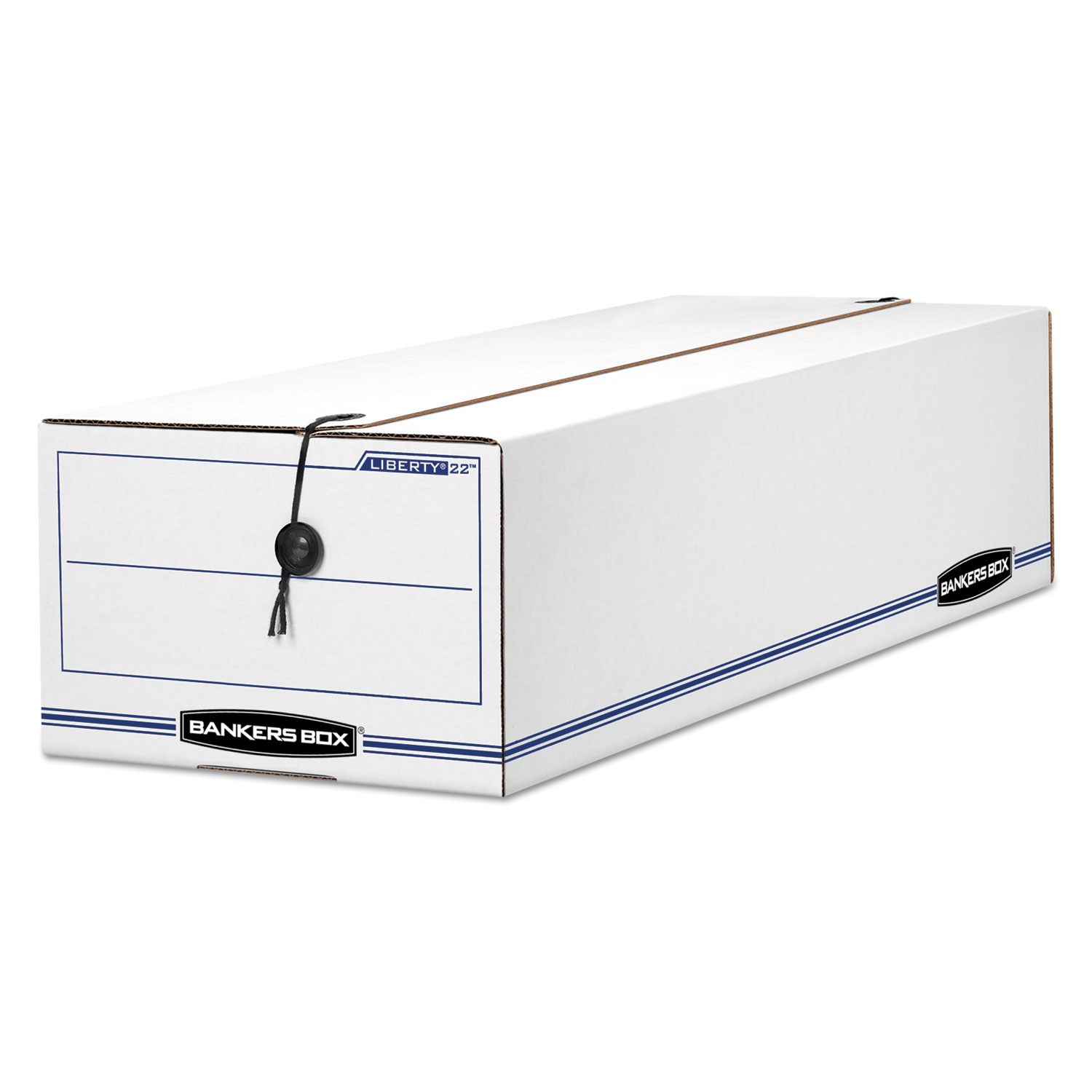 LIBERTY Basic Storage Box, Record Form, 8 3/4 x 23 3/4 x 7, White/Blue, 12/CT
