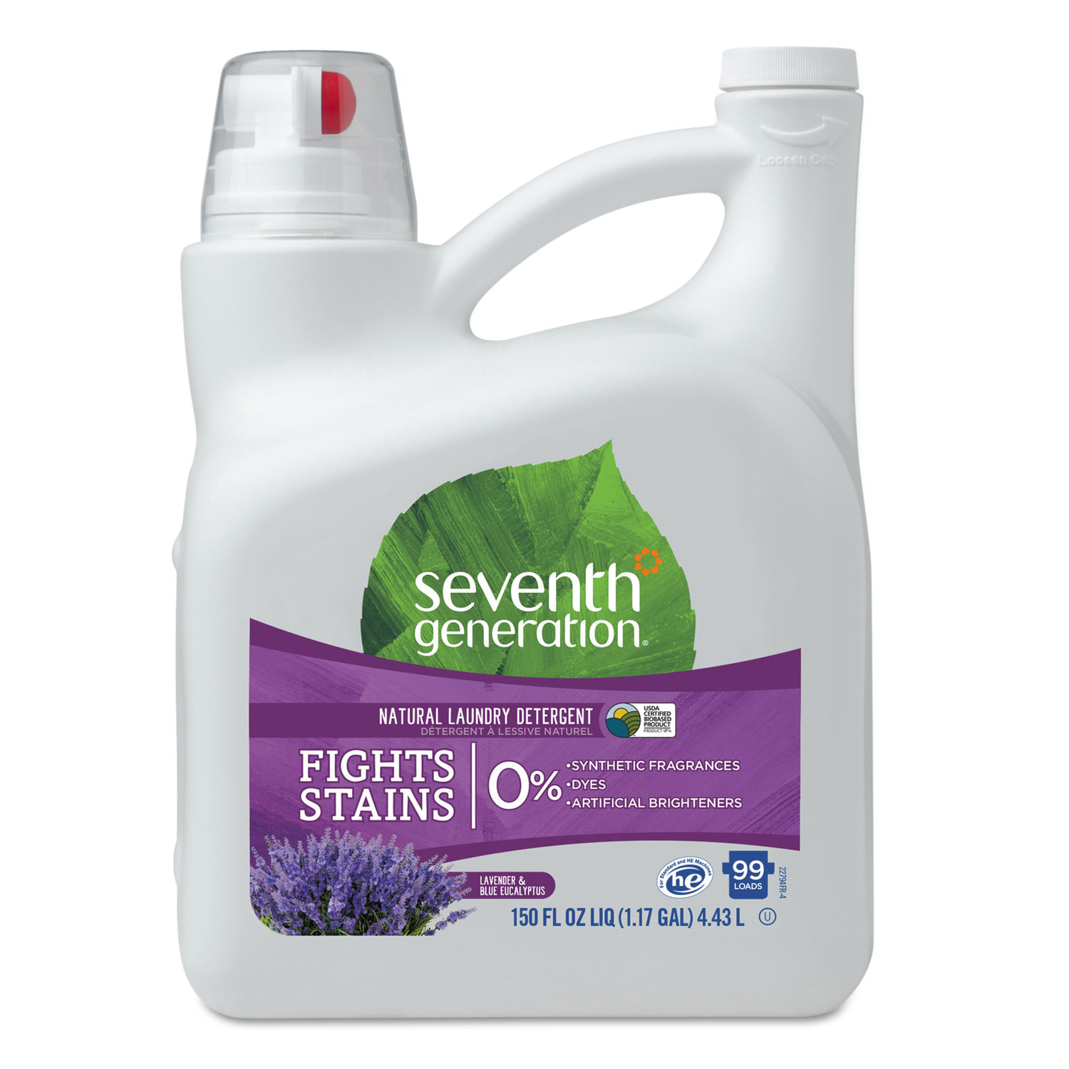  Seventh Generation SEV 22794 Natural Liquid Laundry Detergent, Lavender and Blue Eucalyptus, 99 loads, 150 oz (SEV22794) 