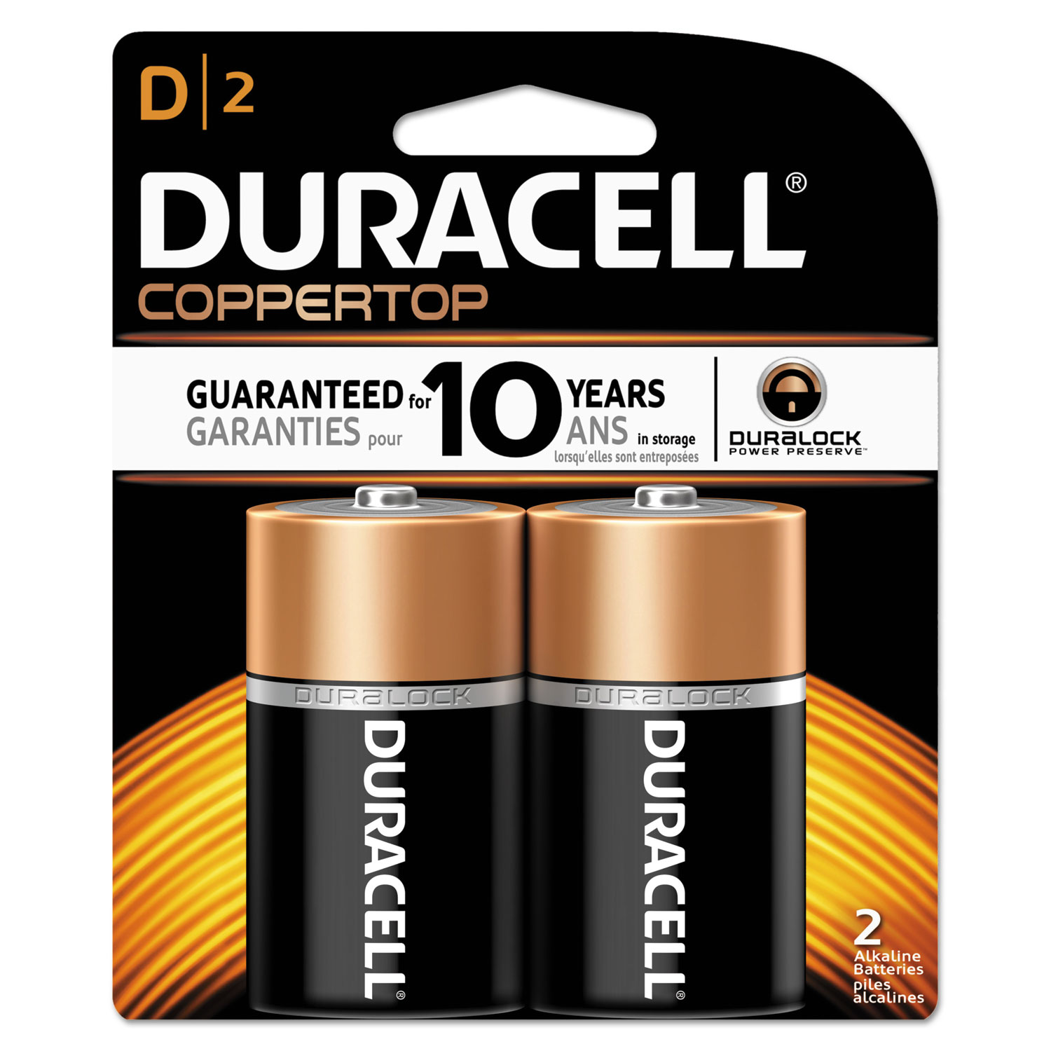 CopperTop Alkaline Batteries, D, 2/PK