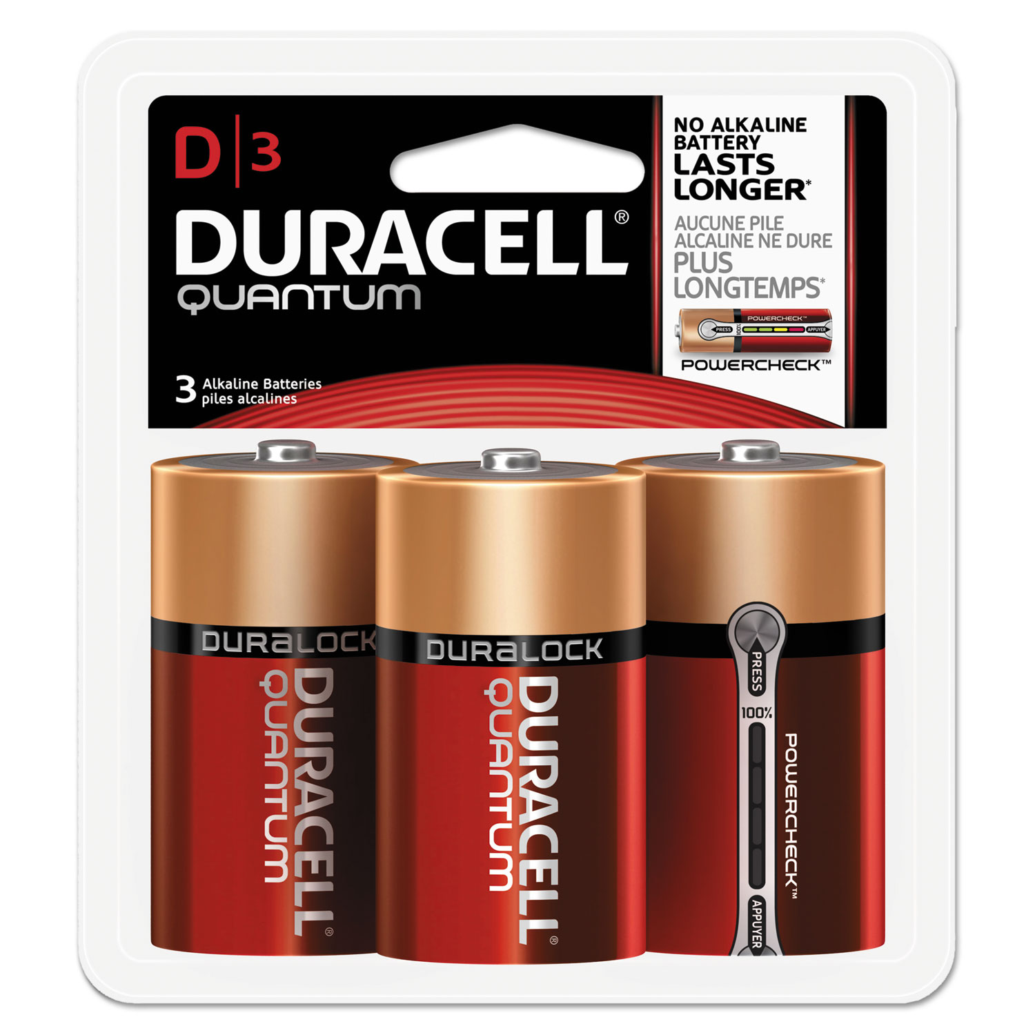 Quantum Alkaline Batteries, D, 3/PK