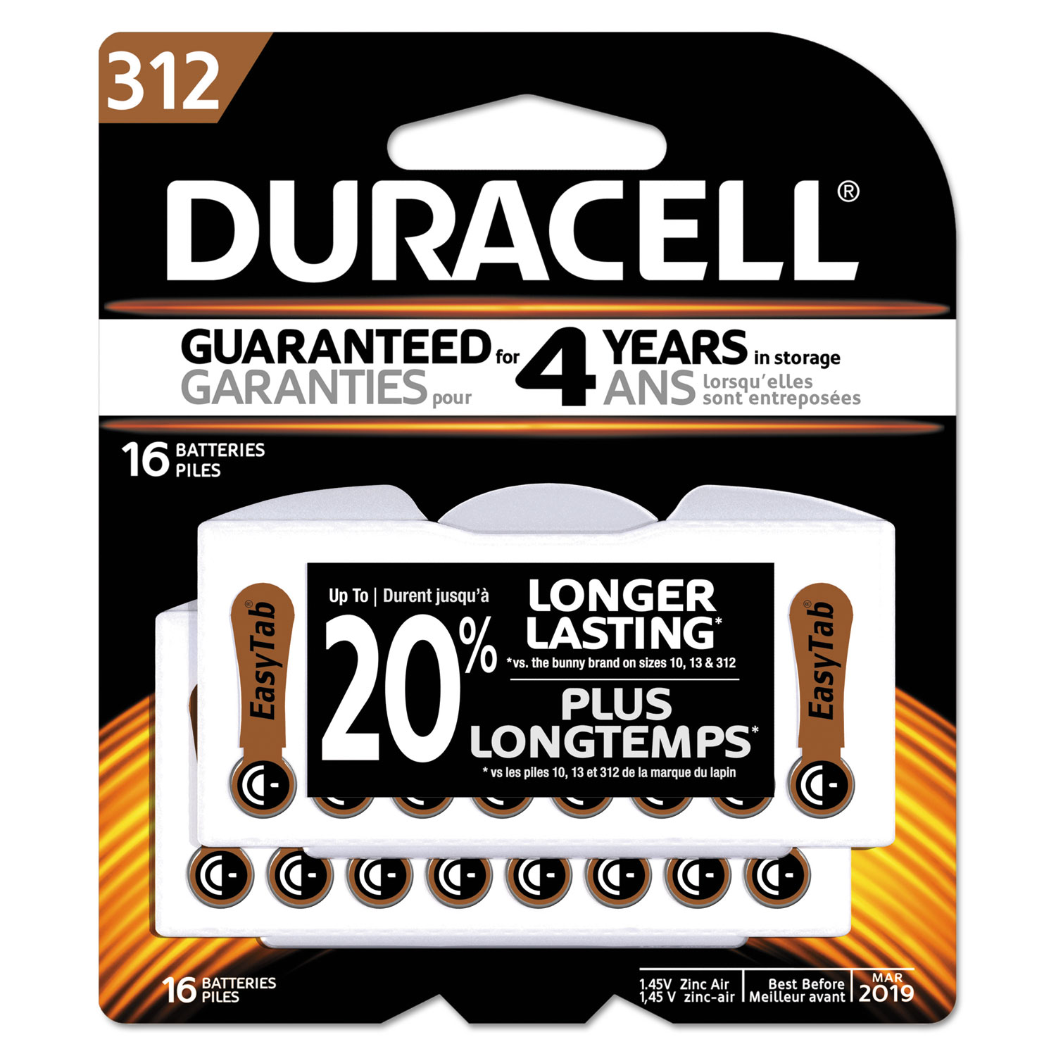 Button Cell Hearing Aid Battery #312, 16/Pk