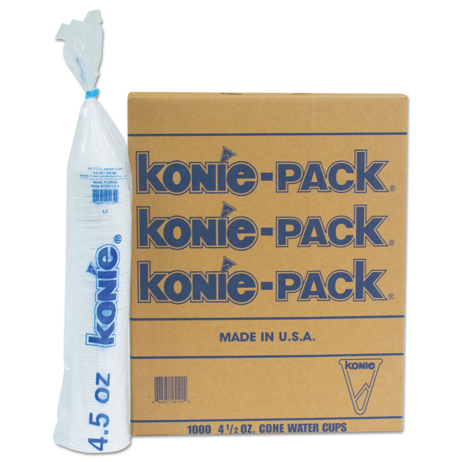  Konie 4.5 KPS Rolled Rim Paper Cone Cups, 4.5 oz, White, 1000/Pack (KCI45KPPK) 