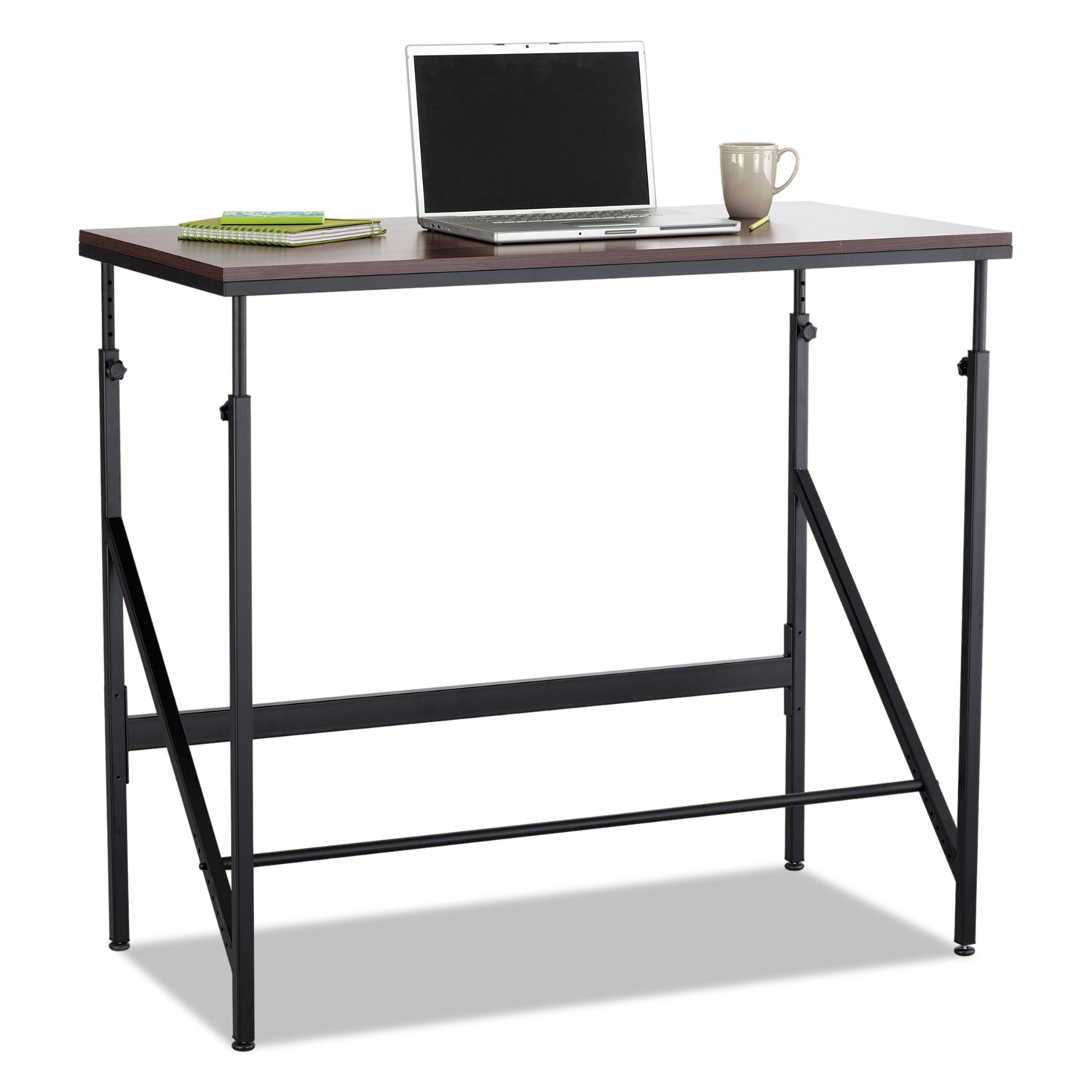 Standing Height Desk, 48w x 24d x 50h, Walnut/Black