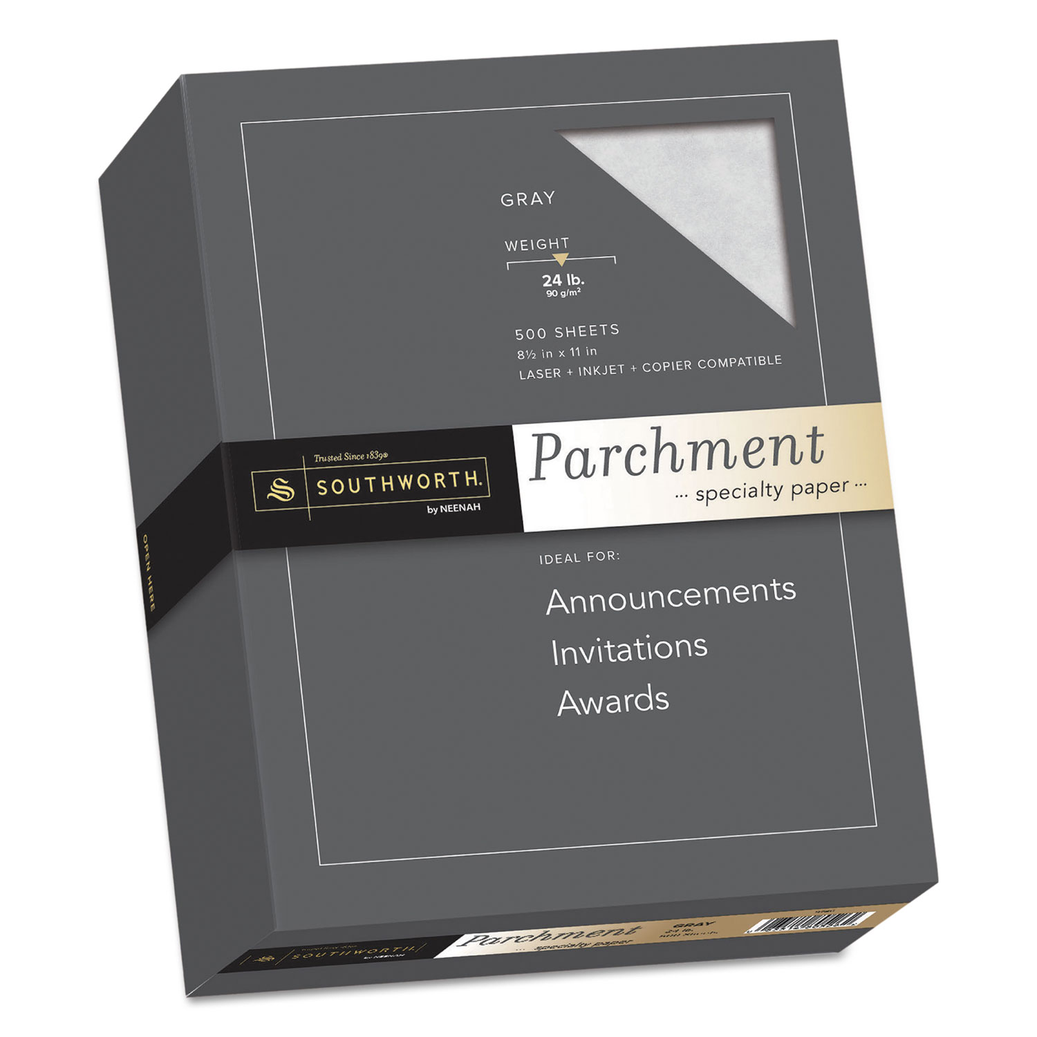  Southworth 974C Parchment Specialty Paper, 24 lb, 8.5 x 11, Gray, 500/Ream (SOU974C) 