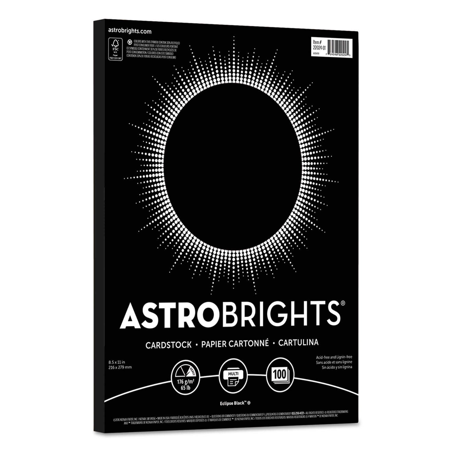 Astrobrights Colored Cardstock, 8.5 x 11, 65 lb., Happy Assortment, 250  Sheets - Zerbee
