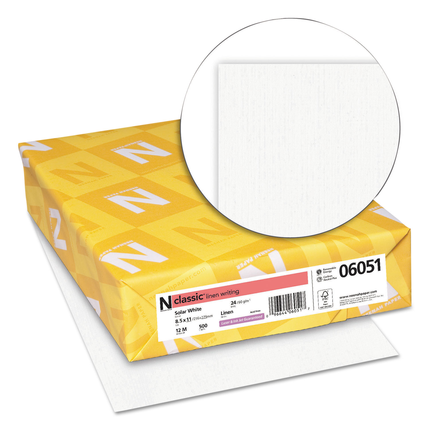 CLASSIC Linen Paper, 24lb, 97 Bright, 8 1/2 x 11, Solar White, 500 Sheets