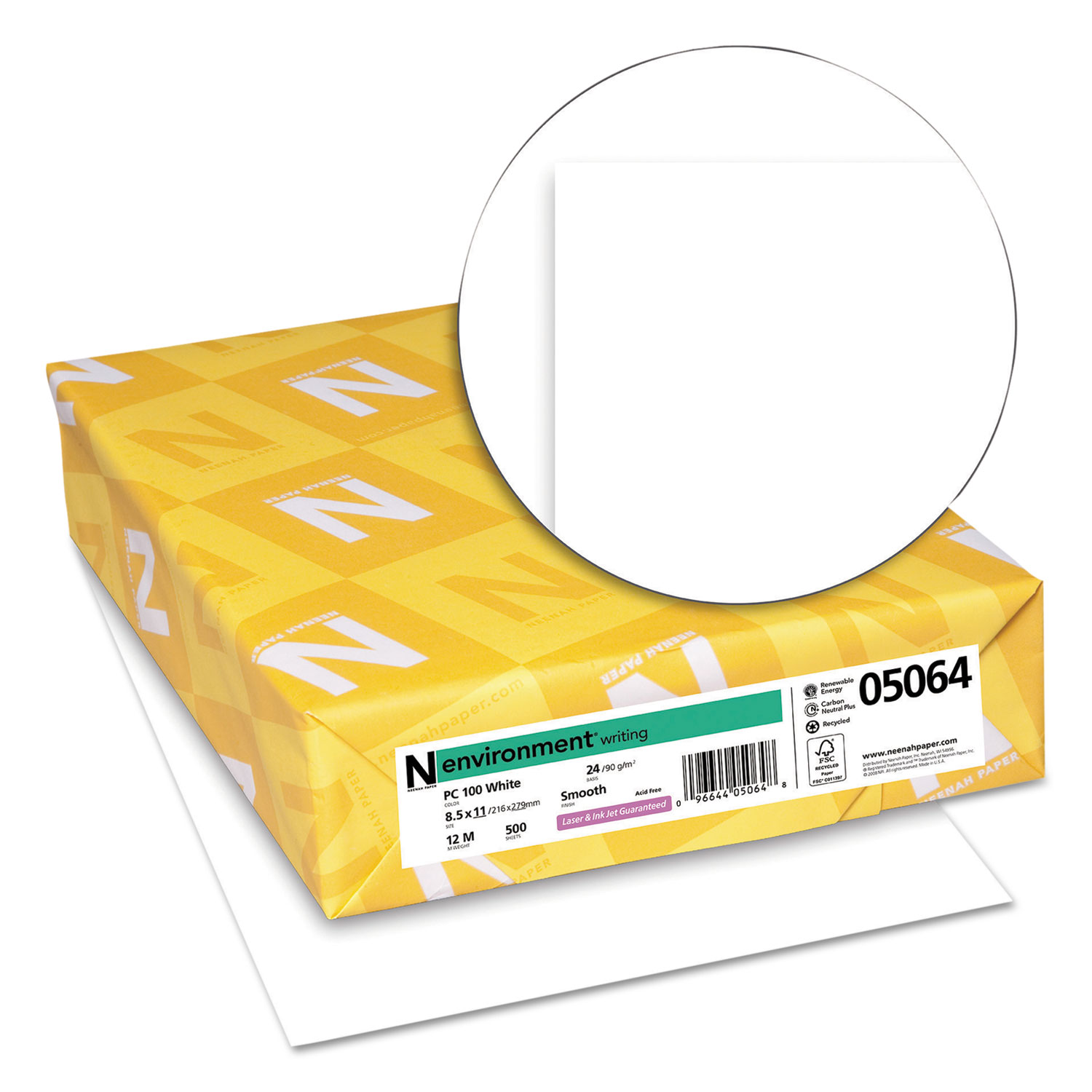 ENVIRONMENT PCF Recycled Paper, 24lb, 95 Bright, 8 1/2 x 11, 500 Sheets