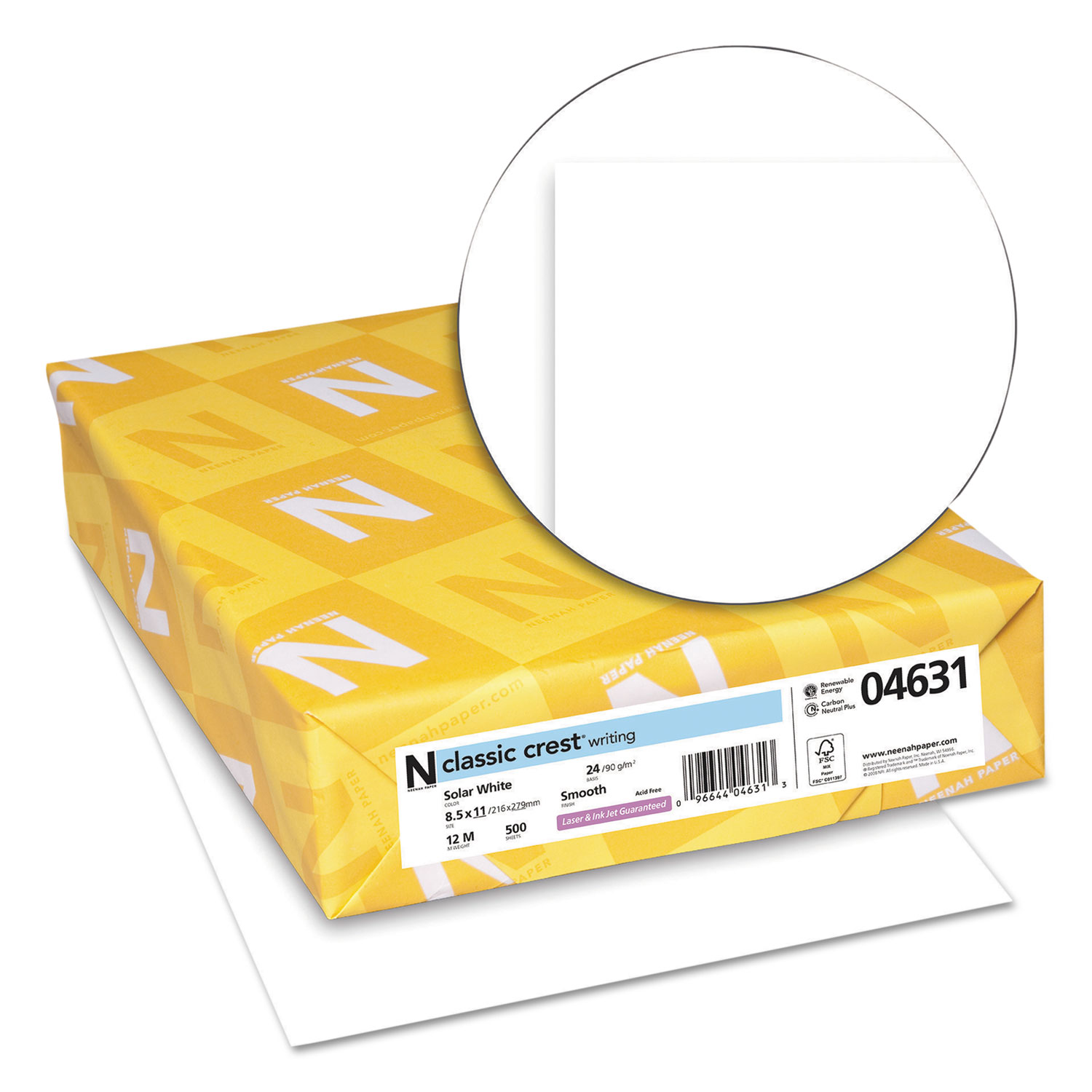 CLASSIC CREST Paper, 24lb, 97 Bright, 8 1/2 x 11, Solar White, 500 Sheets