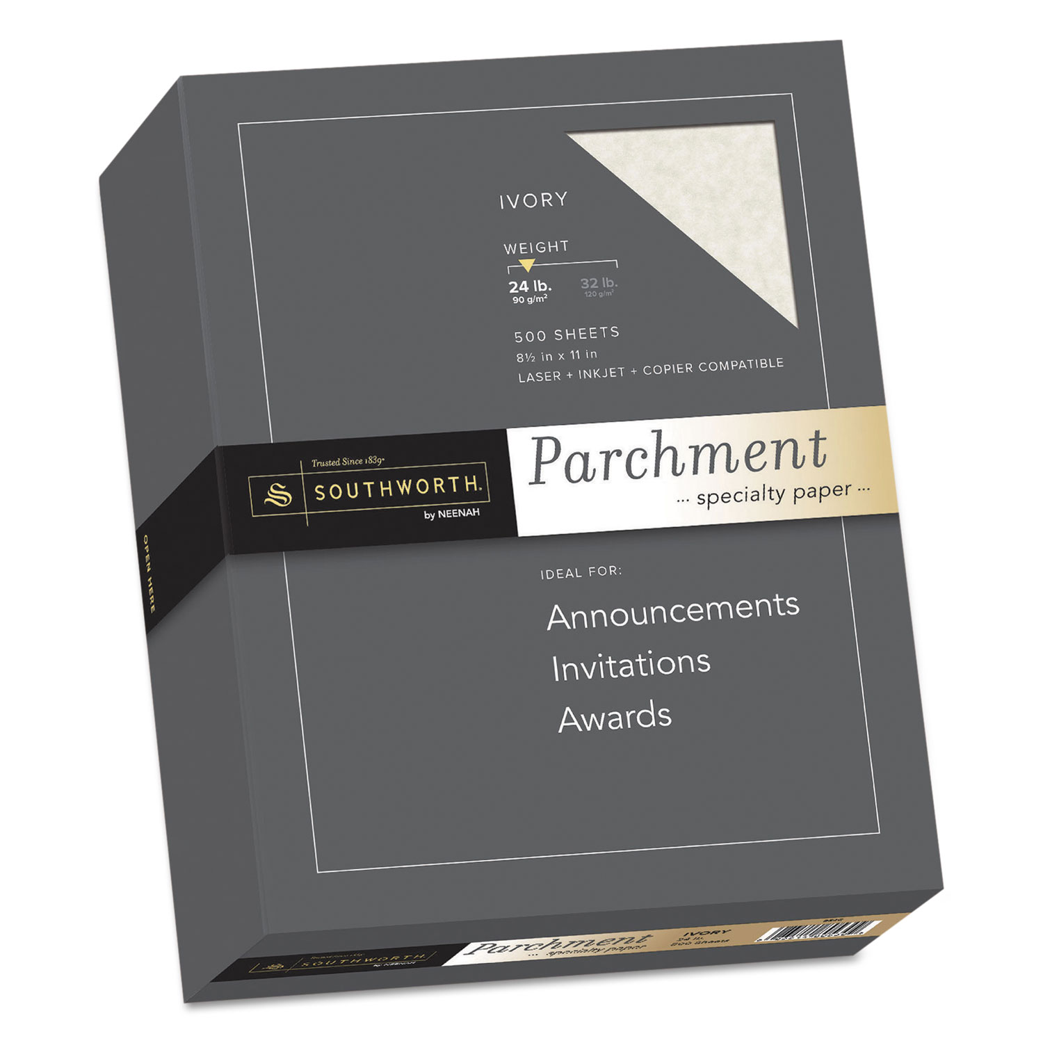 Parchment Specialty Paper, 24 lb, 8.5 x 11, Ivory, 500/Ream