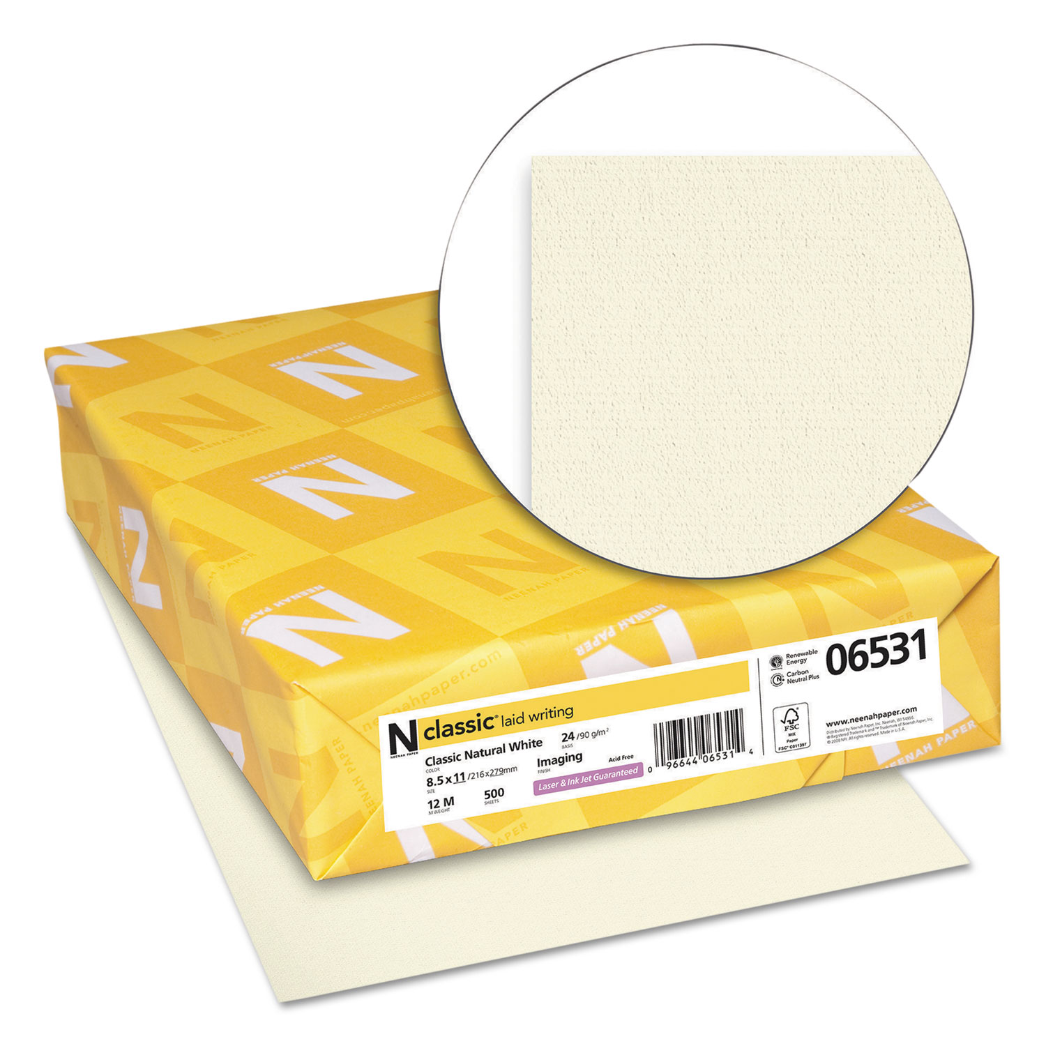 CLASSIC Laid Writing Paper, 24lb, 8 1/2 x 11, Natural White, 500 Sheets