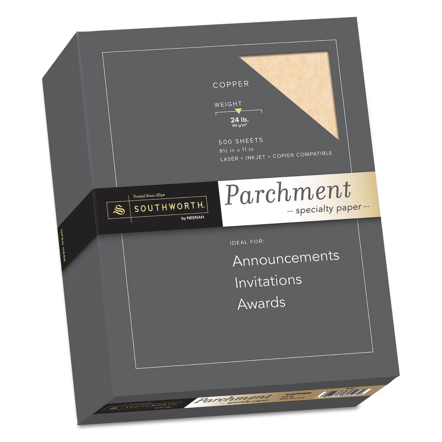  Southworth 894C Parchment Specialty Paper, 24 lb, 8.5 x 11, Copper, 500/Box (SOU894C) 