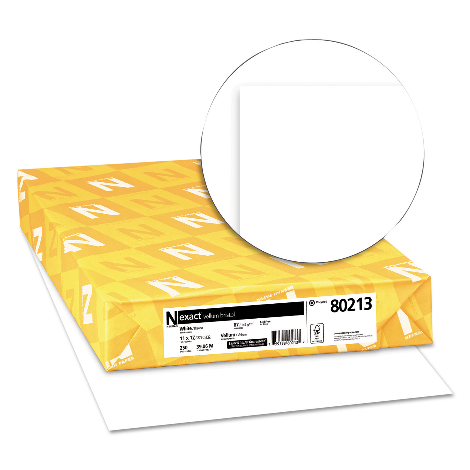 Exact Vellum Bristol Med-Heavyweight Paper, 67lb, 92 Bright, 11 x 17, 250 Sheets