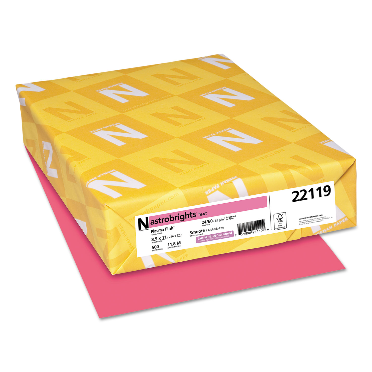 Plasma Pink™, 8.5” x 11”, 24 lb/89 gsm, 500 Sheets, Color Paper