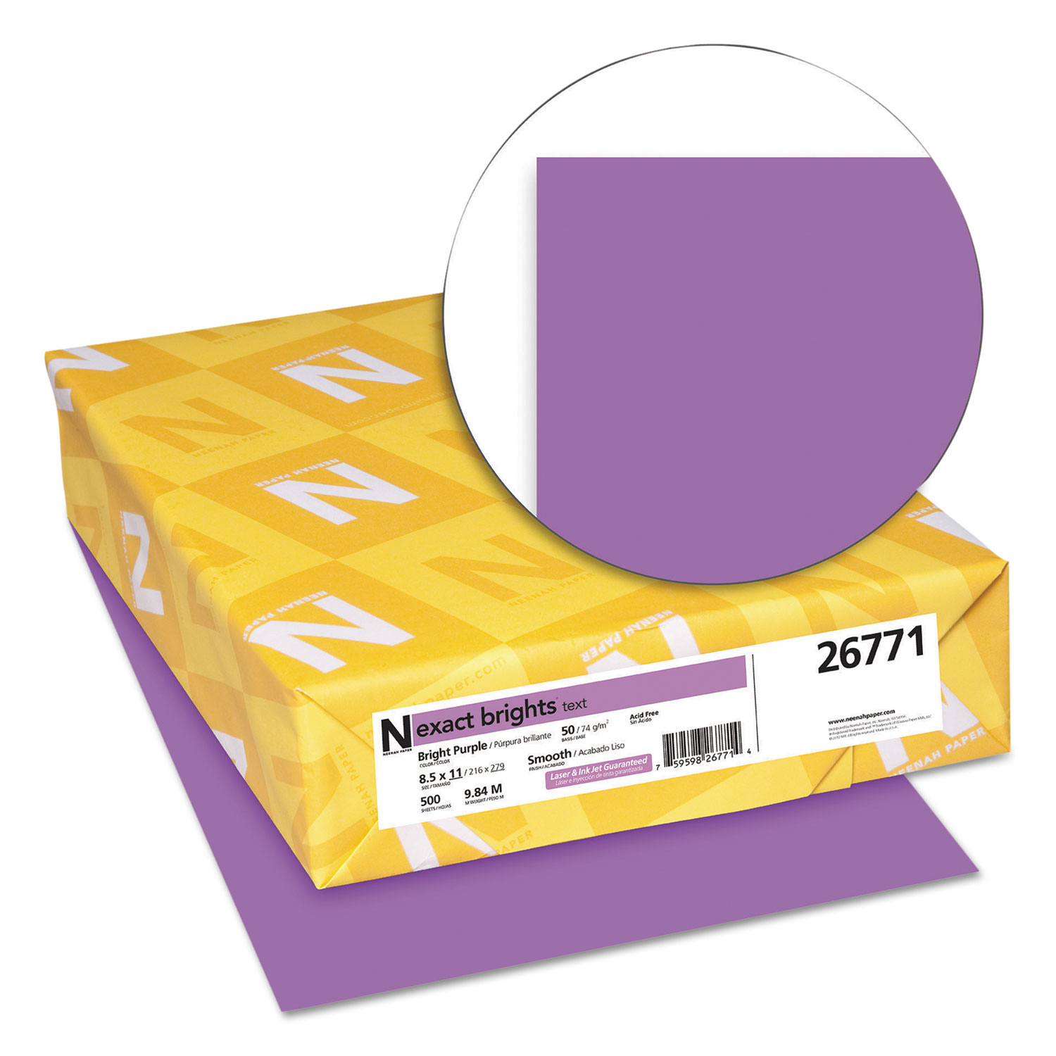 Exact Brights Paper, 8 1/2 x 11, Bright Purple, 20lb, 500 Sheets