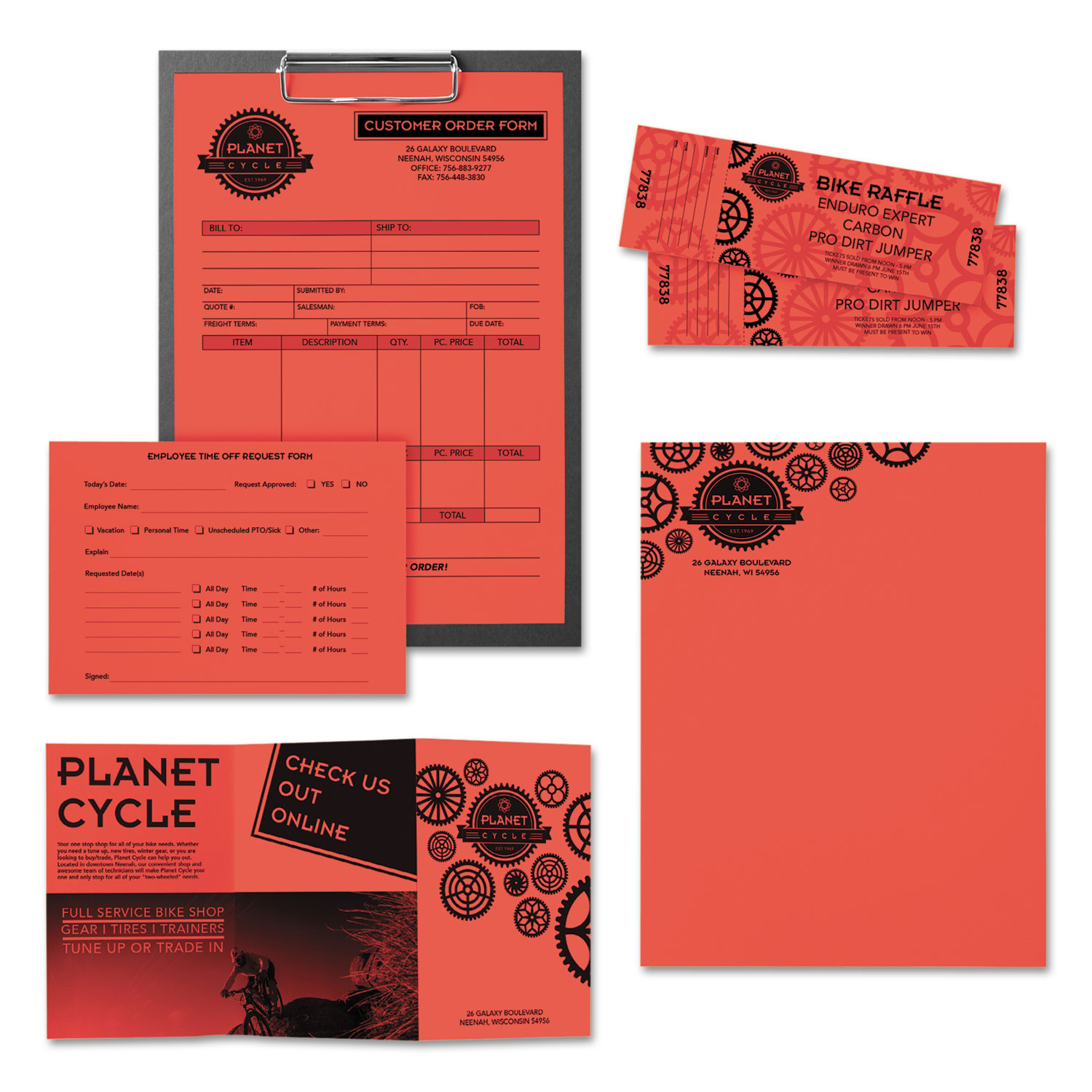 Color Paper, 24lb, 8 1/2 x 11, Rocket Red, 500 Sheets