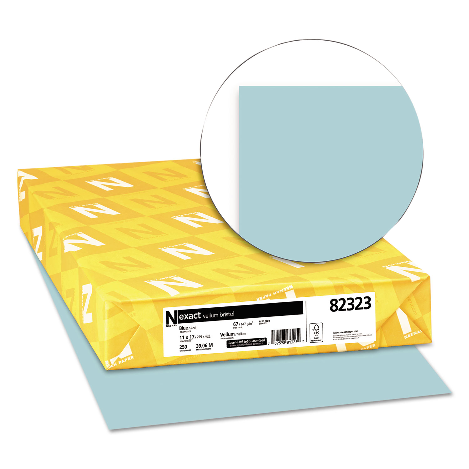 Exact Vellum Bristol Cover Stock, 67lb, 11 x 17, Blue, 250 Sheets