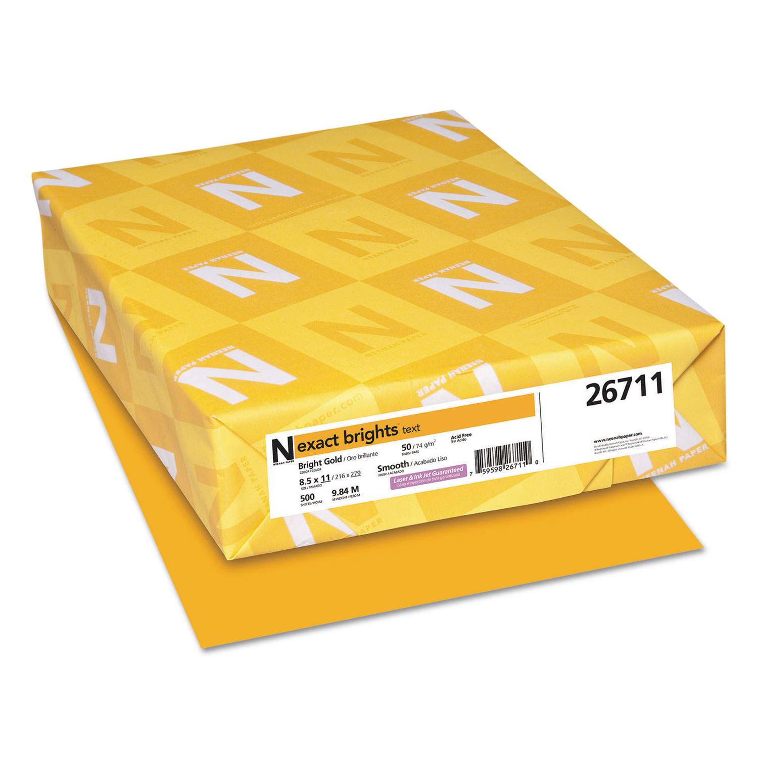  Neenah Paper 26711 Exact Brights Paper, 20lb, 8.5 x 11, Bright Gold, 500/Ream (WAU26711) 