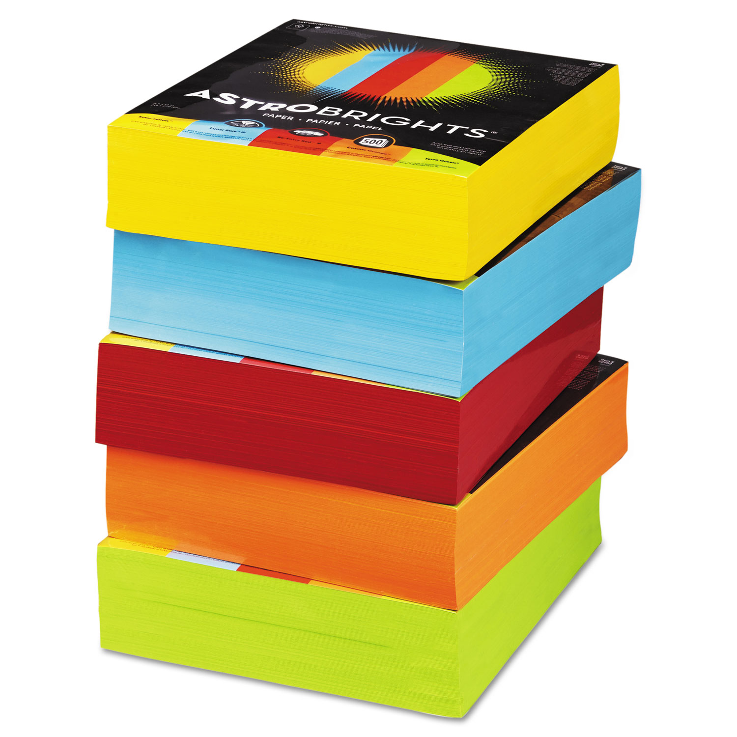  Astrobrights 22999 Color Paper - Five-Color Mixed Carton, 24lb, 8.5 x 11, Assorted, 500 Sheets/Ream, 5 Reams/Carton (WAU22999) 