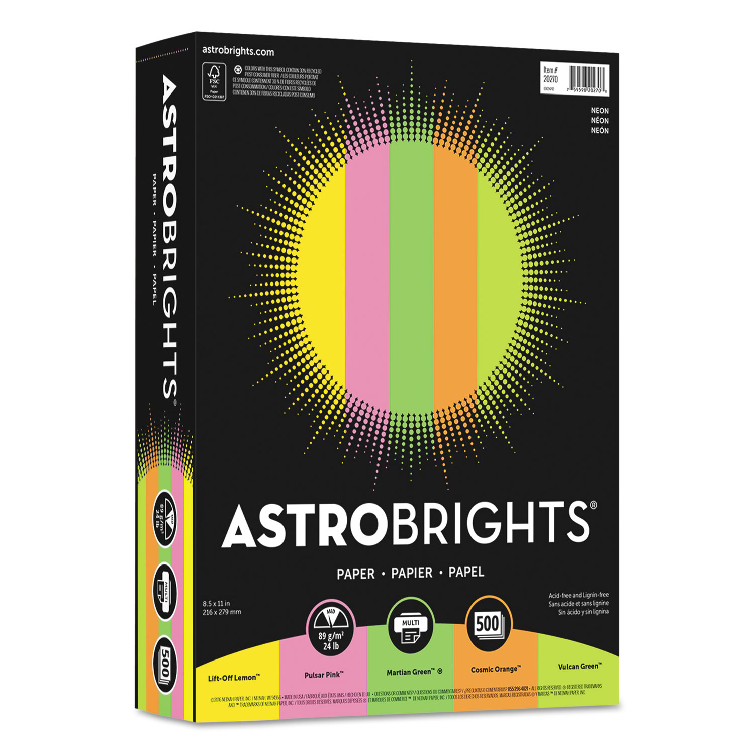 Wausau Paper® Astrobrights Colored Paper, 24lb, 8-1/2 x