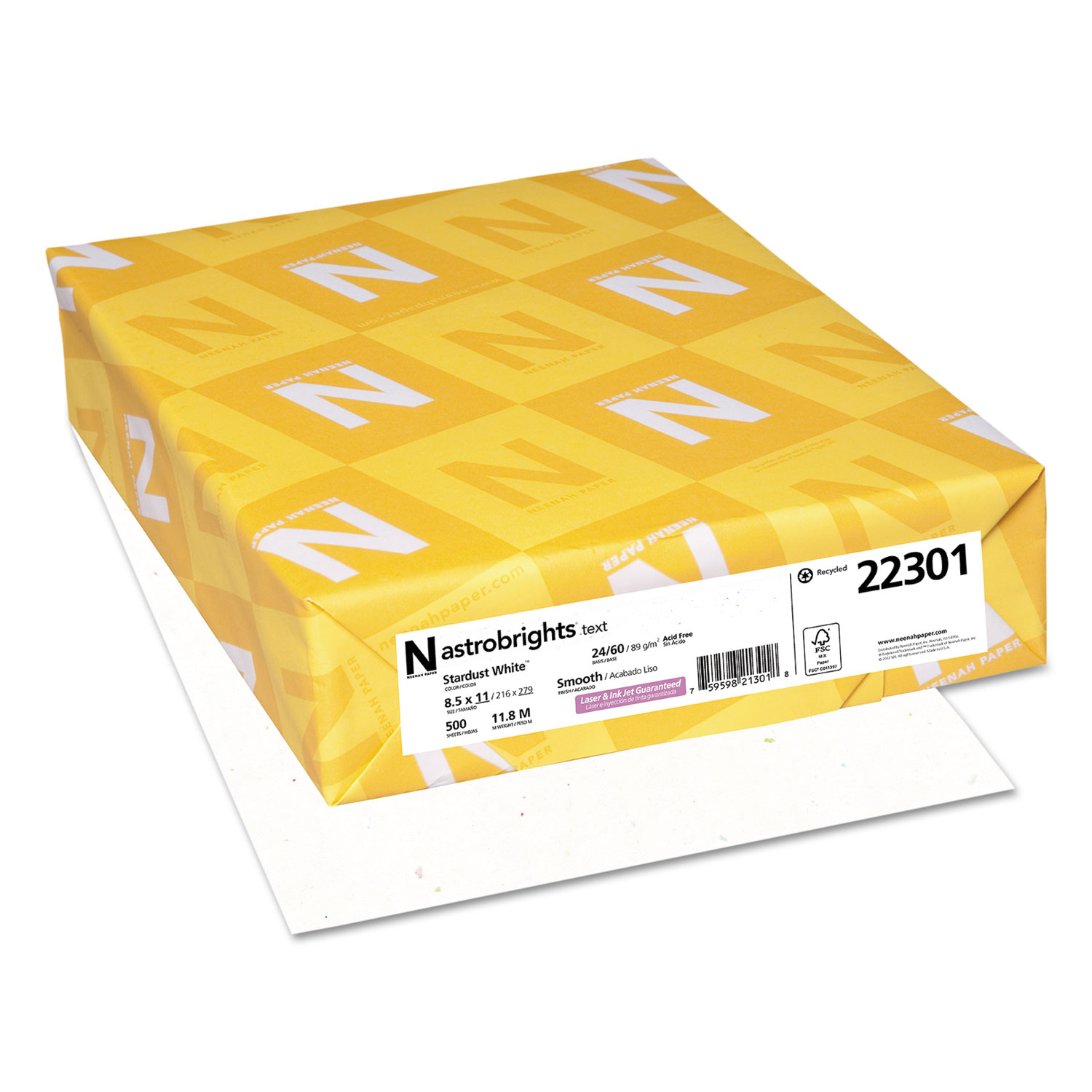  Astrobrights 22301 Color Paper, 24lb, 8.5 x 11, Stardust White, 500/Ream (WAU22301) 
