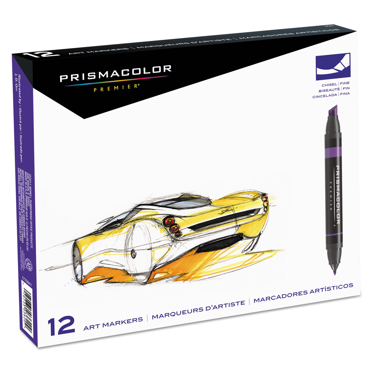  Prismacolor 3620 Premier Art Marker Set, Fine/Broad Bullet/Chisel Tips, Assorted Colors, 12/Set (SAN3620) 