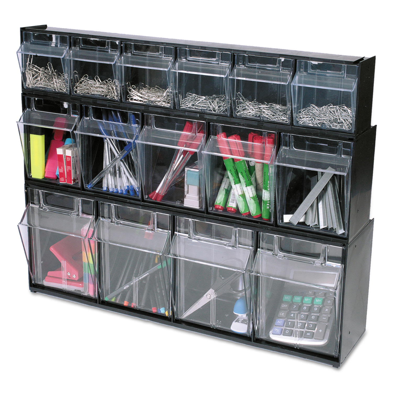 Tilt Bin Interlocking MultiBin Storage Organizer, 5 Sections, 23.63" x