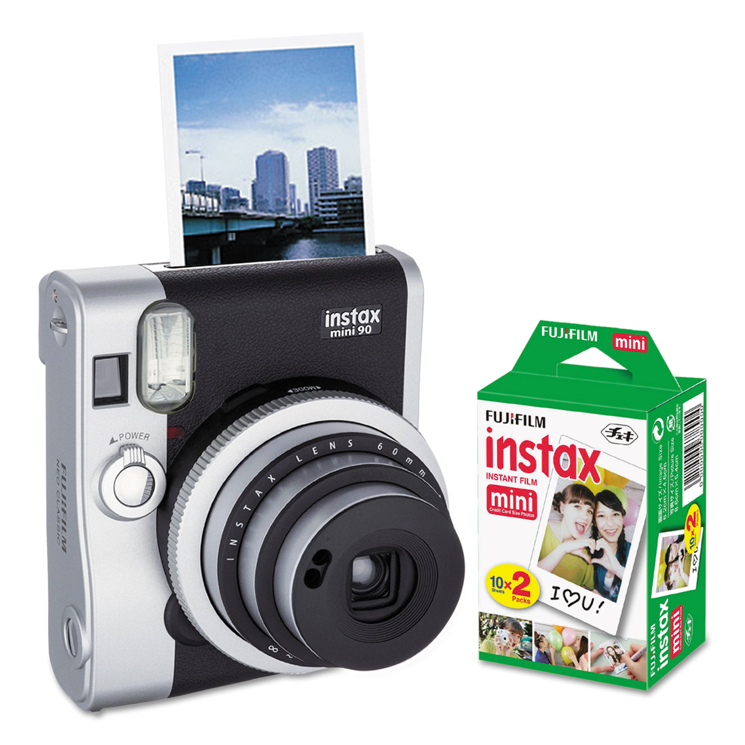Instax Mini 90 Neo Classic Camera Bundle, Auto Focus, Black