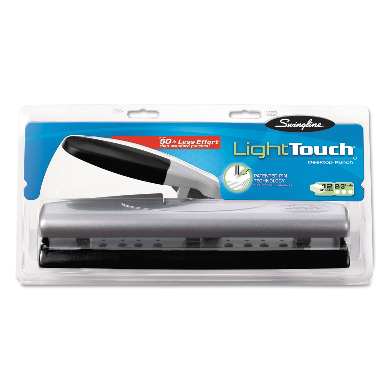 12-Sheet LightTouch Desktop Two-to-Three-Hole Punch, 9/32