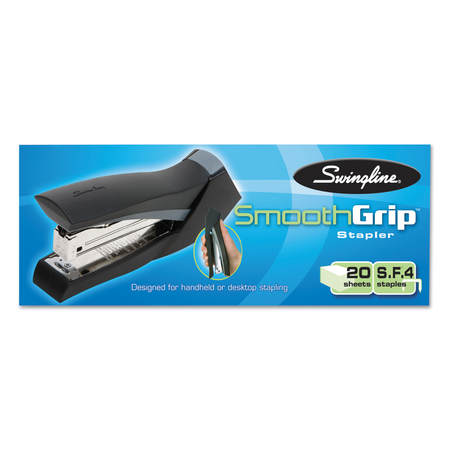 SmartTouch Stapler, Full Strip, 20-Sheet Capacity, Black