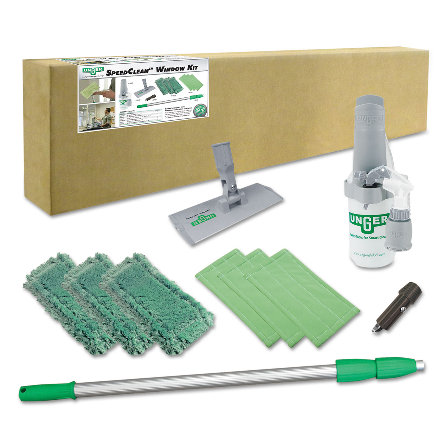 Indoor Window Cleaning Kit, Aluminum, 72 Extension Pole With 8 Pad Holder