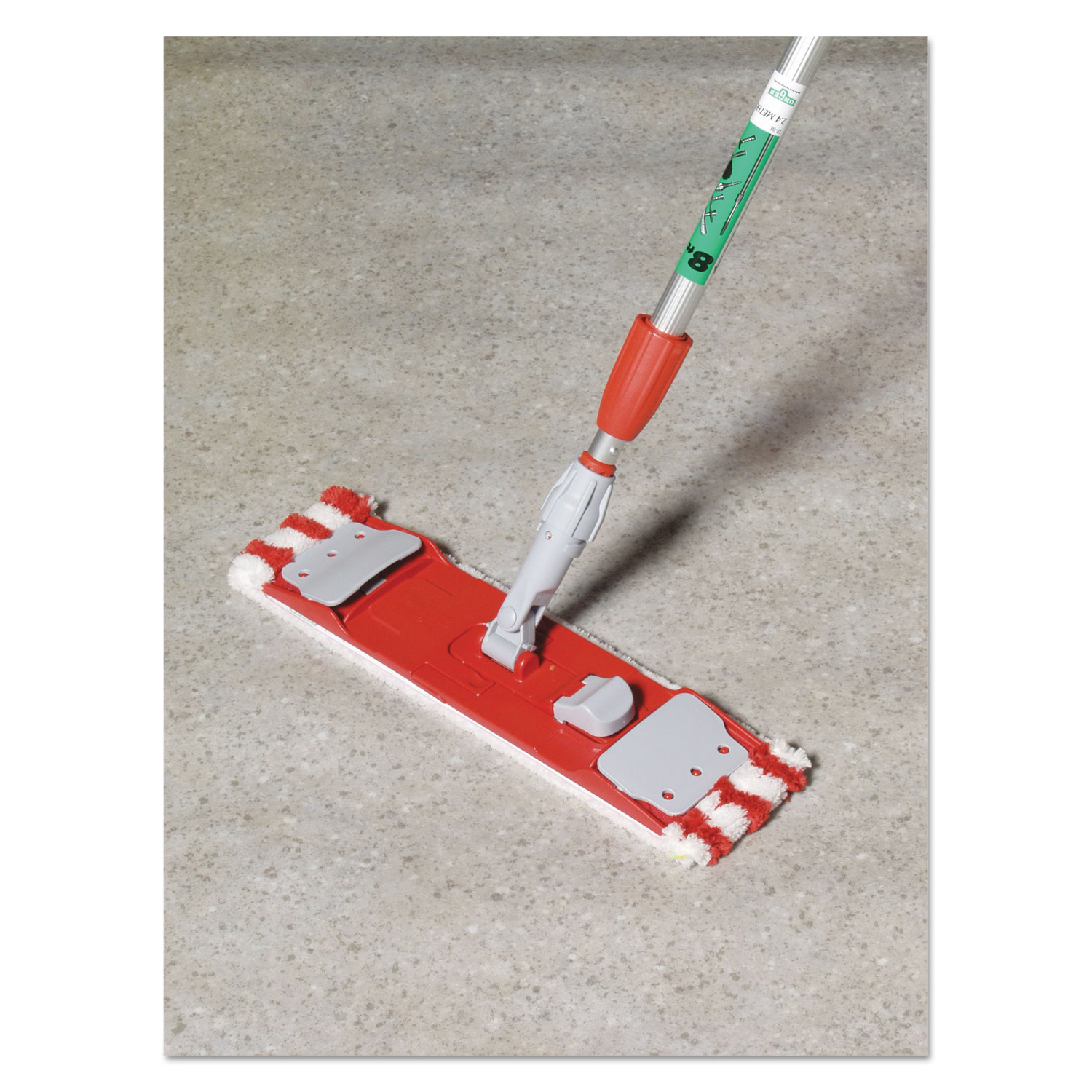 Microfiber Mop Head, 16 x 5, Medium-Duty 7mm Pile, Red/White