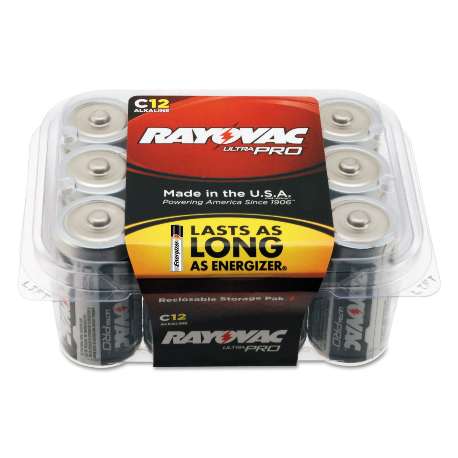 Ultra Pro Alkaline Batteries, C, 12/Pack