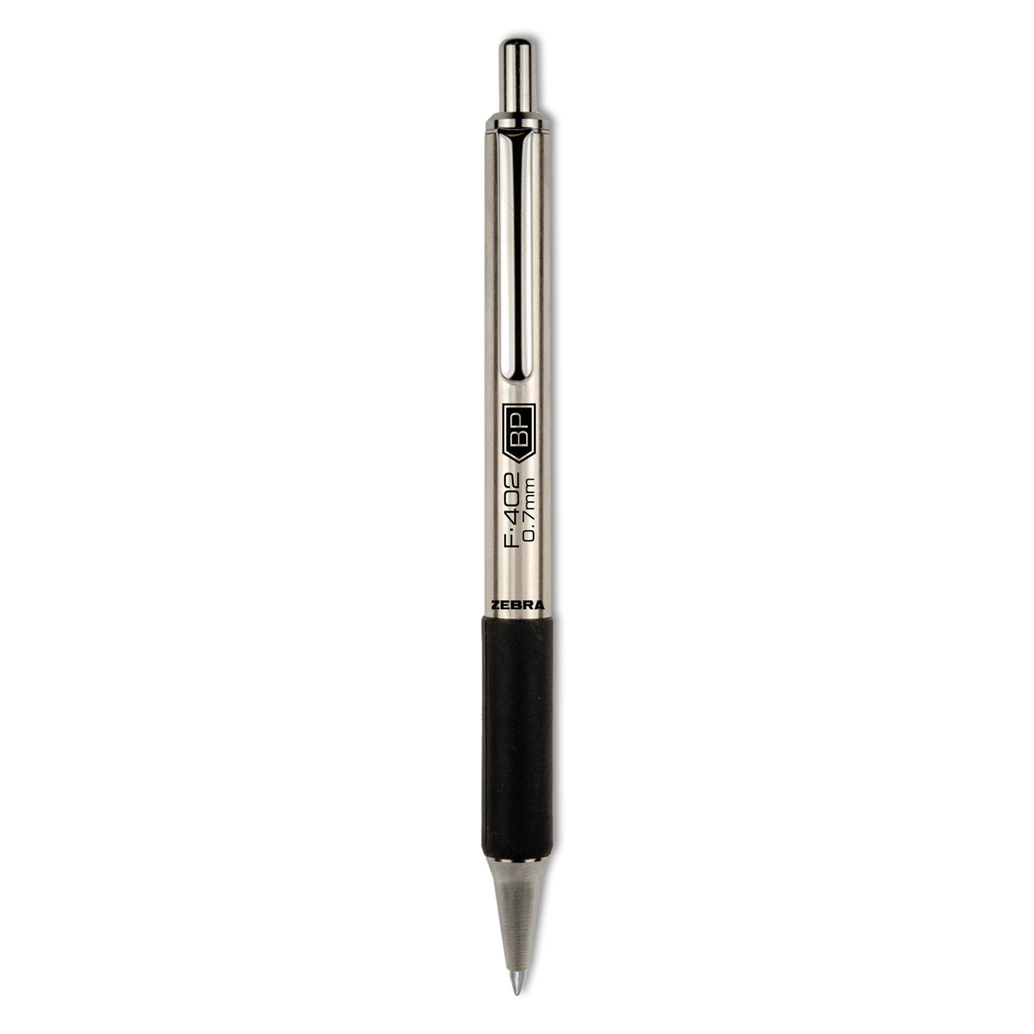  Zebra 29210 F-402 Retractable Ballpoint Pen, 0.7mm, Black Ink, Stainless Steel/Black Barrel (ZEB29210) 
