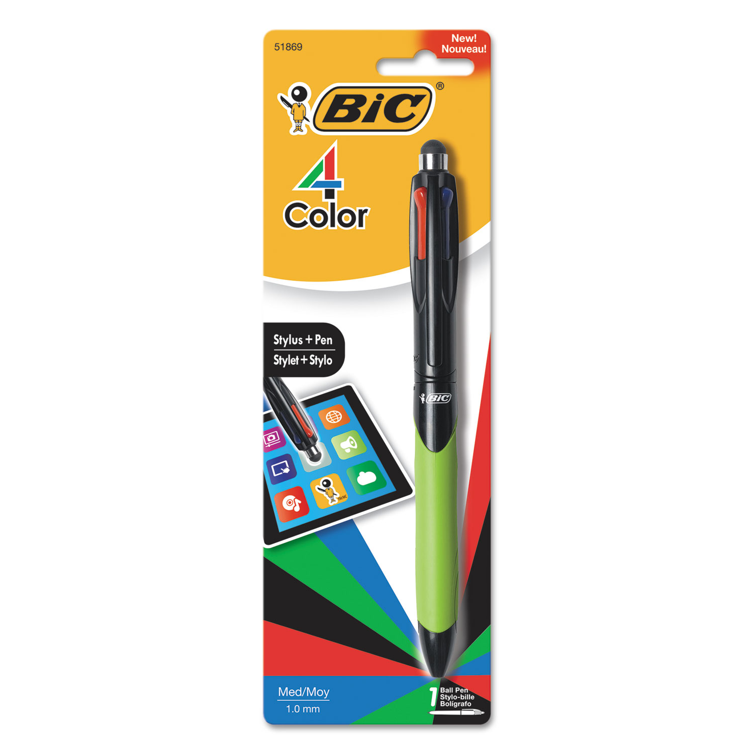  BIC MMGSTP11-AST 4-Color Stylus Ball Pen, Assorted (BICMMGSTP11) 