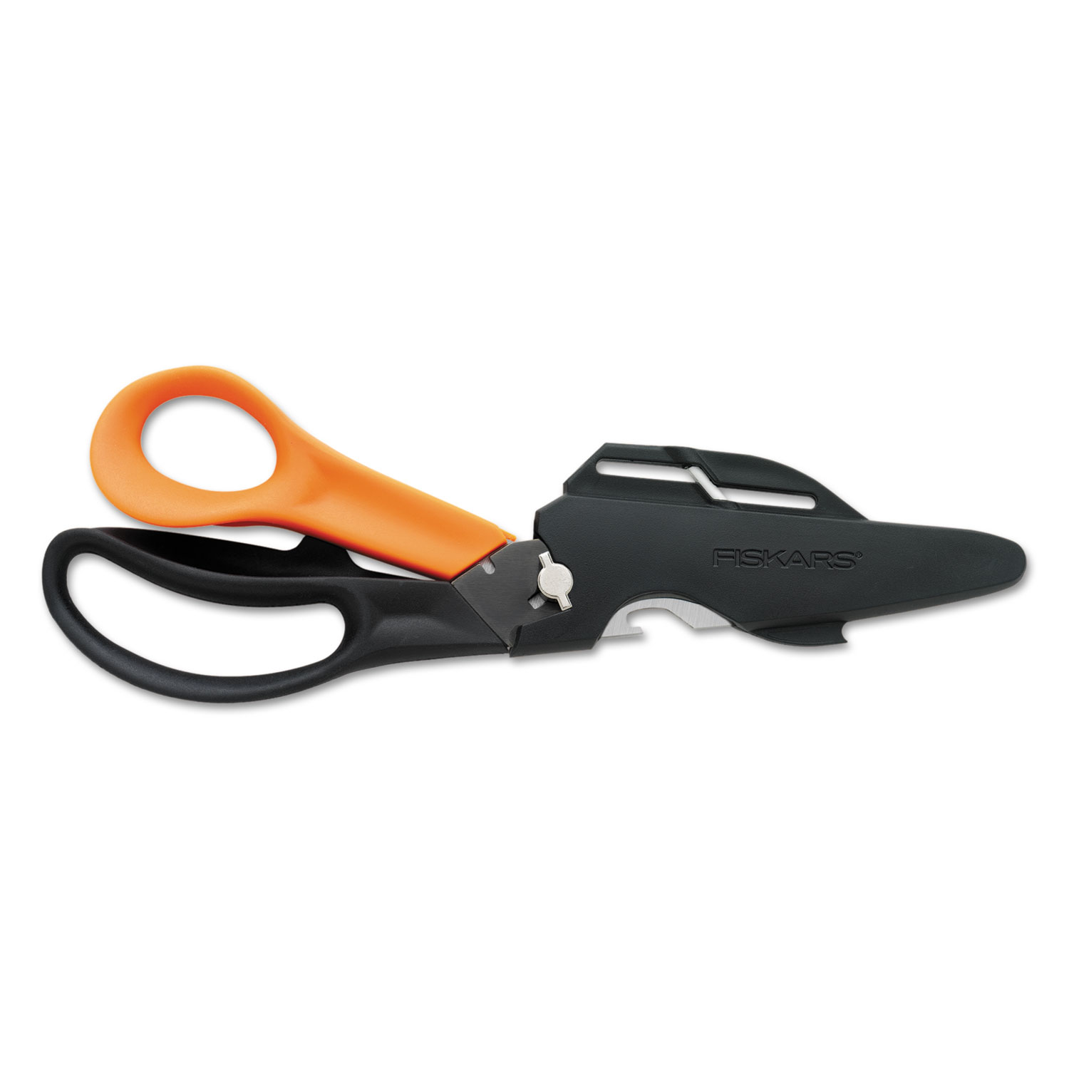  Fiskars 01-005692 Cuts+More Scissors, 9 Long, 3.5 Cut Length, Black/Orange Offset Handle (FSK01005692) 
