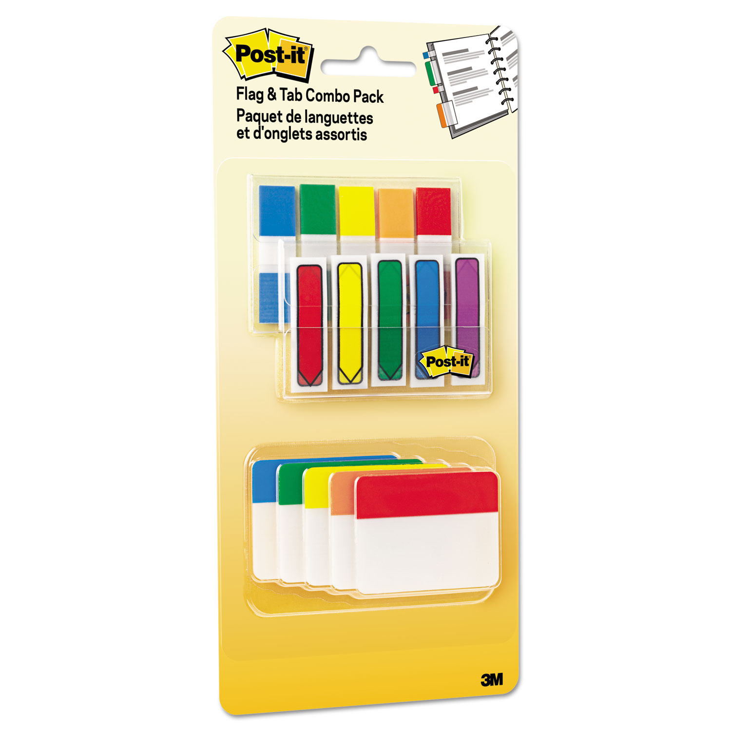 Flags and Tabs Combo Pack, Assorted Primary Colors, 230/Pack