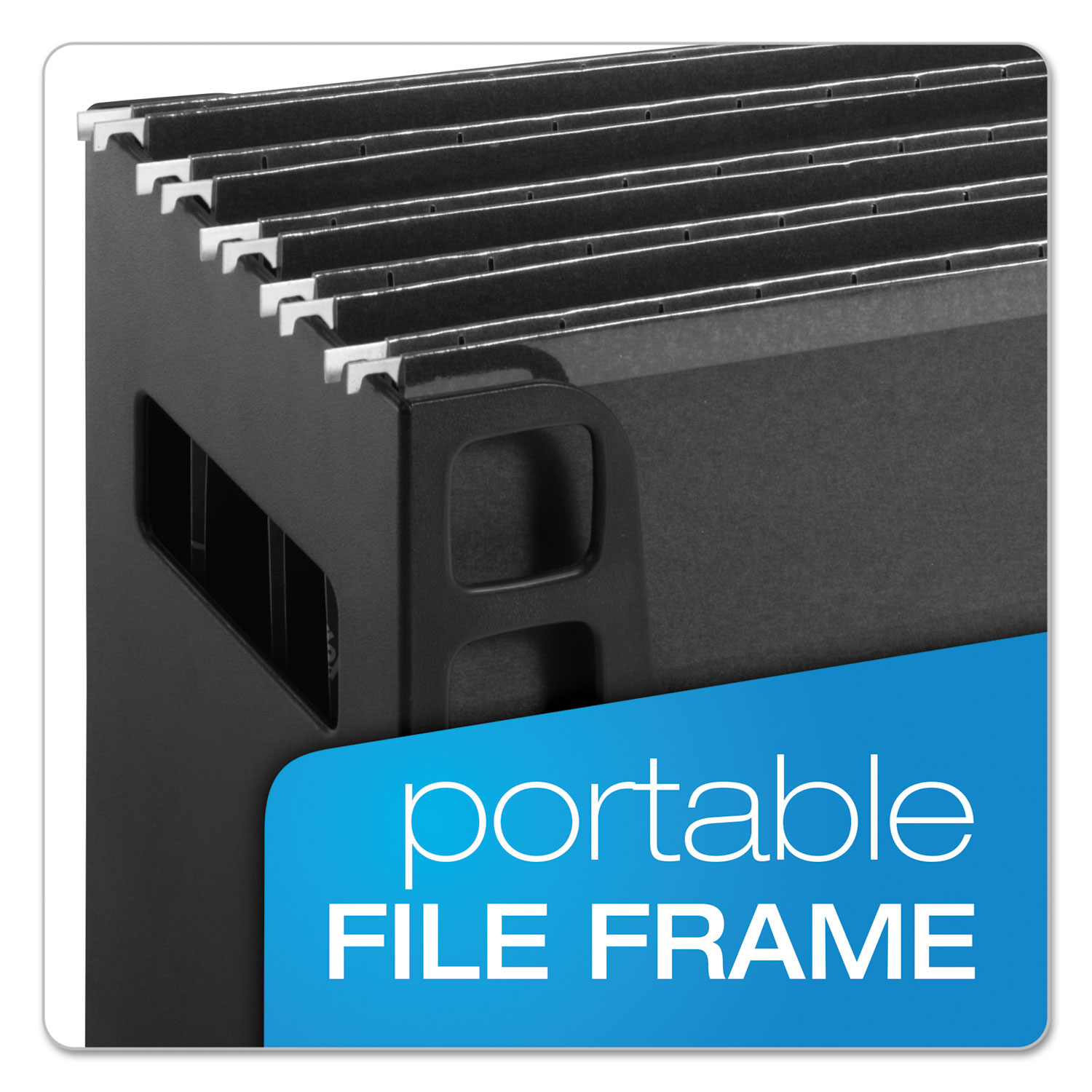 Desktop File w/Hanging Folders, Letter, Plastic, 12 1/4 x 6 x 9 1/2, Black