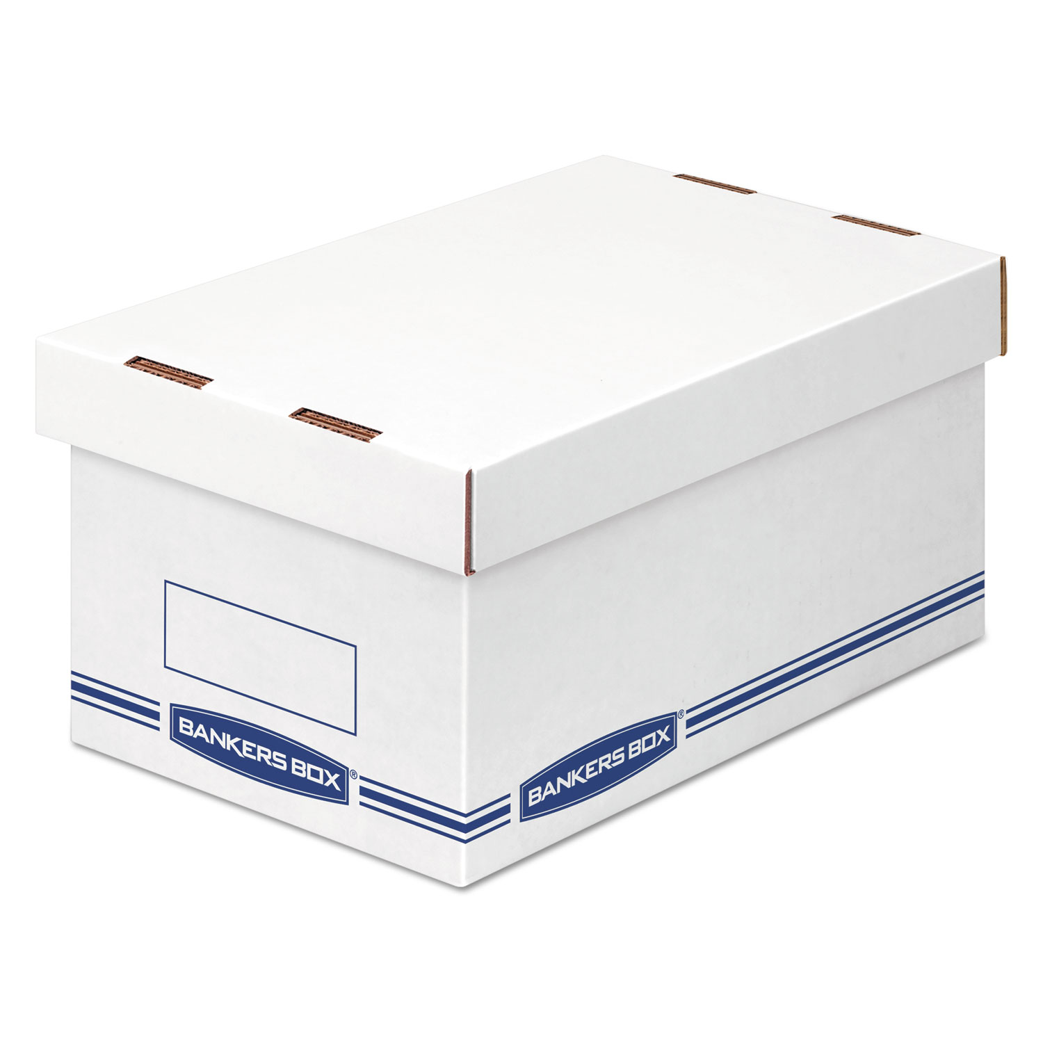  Bankers Box 4662201 Organizer Storage Boxes, Medium, 8.25 x 12.88 x 6.5, White/Blue, 12/Carton (FEL4662201) 