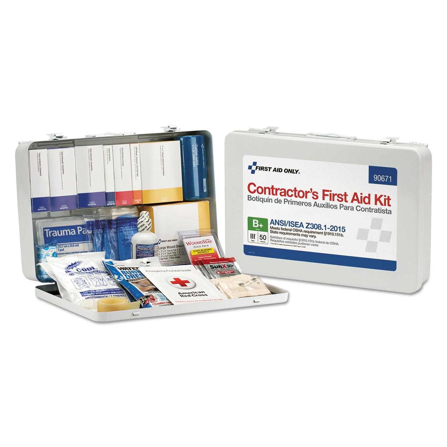 First Aid Kit: 25-Person Contractor Class A ANSI Z308.1-2021