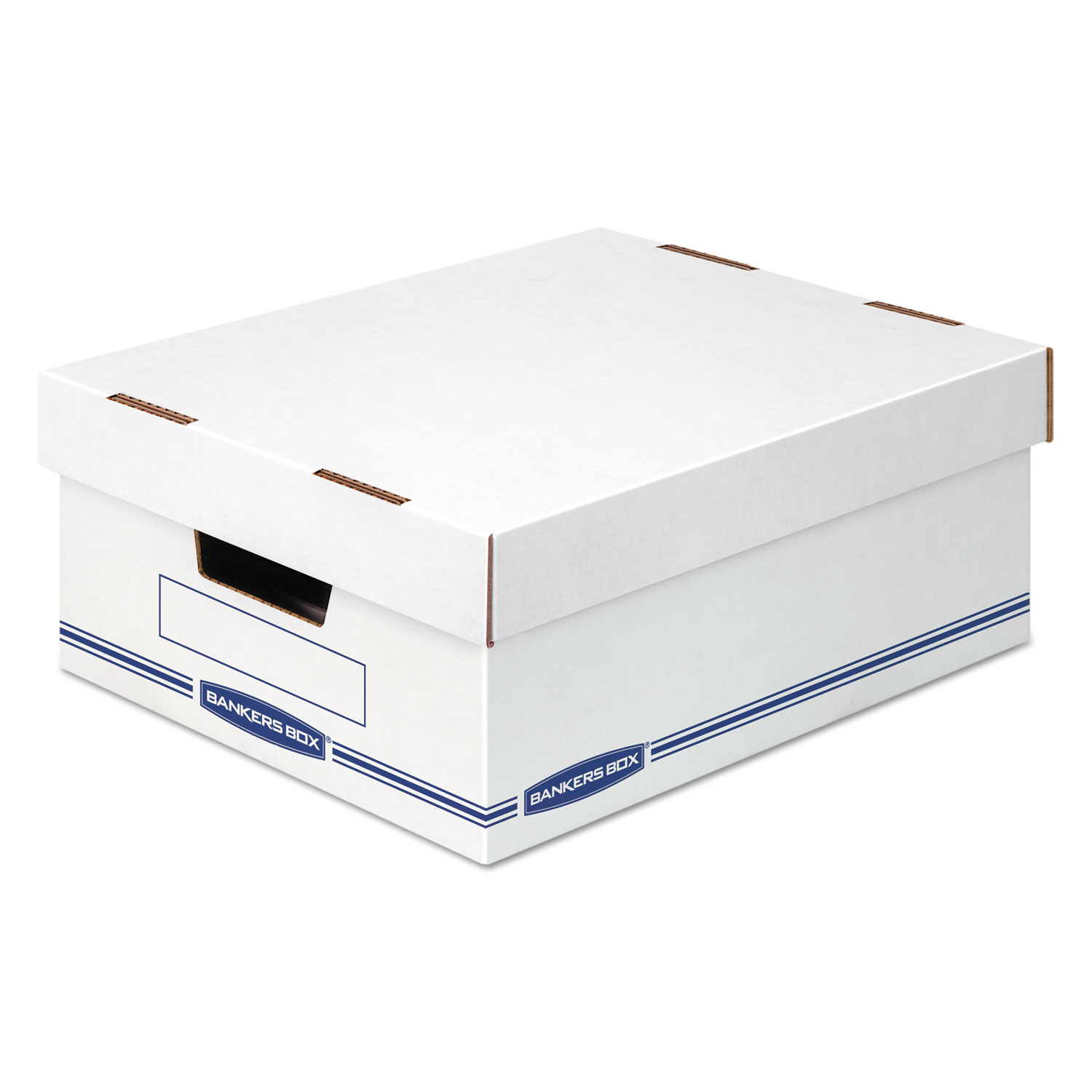  Bankers Box 4662301 Organizer Storage Boxes, Large, 12.75 x 16.5 x 6.5, White/Blue, 12/Carton (FEL4662301) 