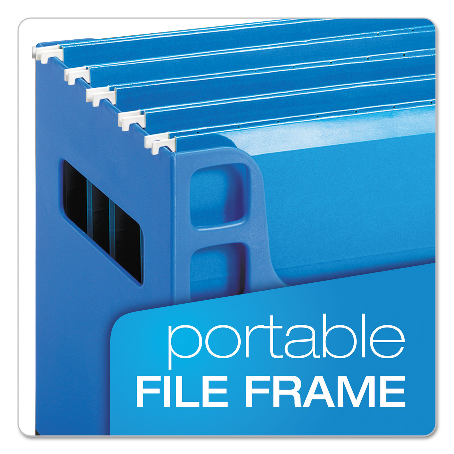 Desktop File w/Hanging Folders, Letter, Plastic, 12 1/4 x 6 x 9 1/2, Blue