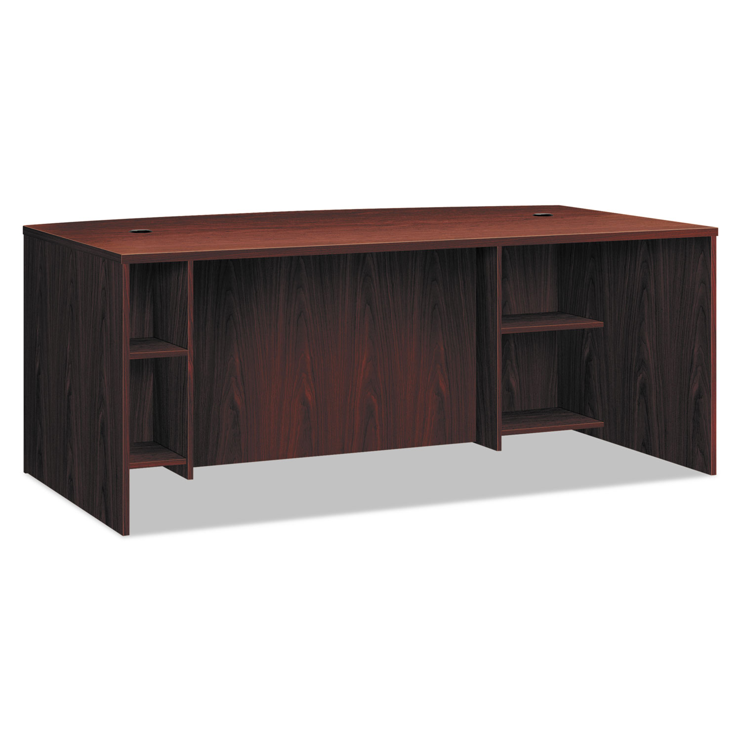 BL Laminate Series Breakfront Desk Shell Bow Front, 72w x 42d x 29h, Mahogany