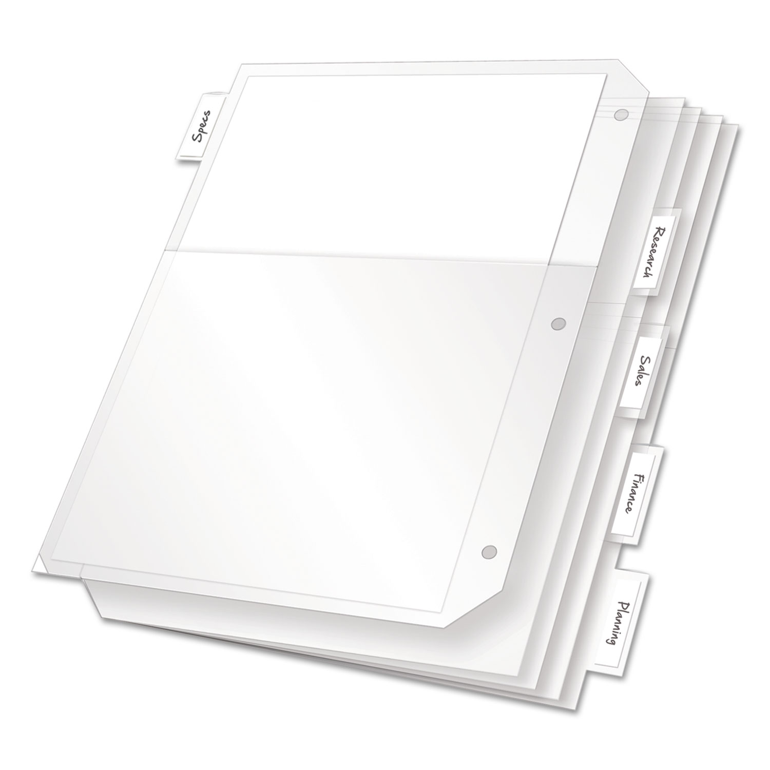 Poly Ring Binder Pockets, 11 x 8.5, Clear, 5/Pack