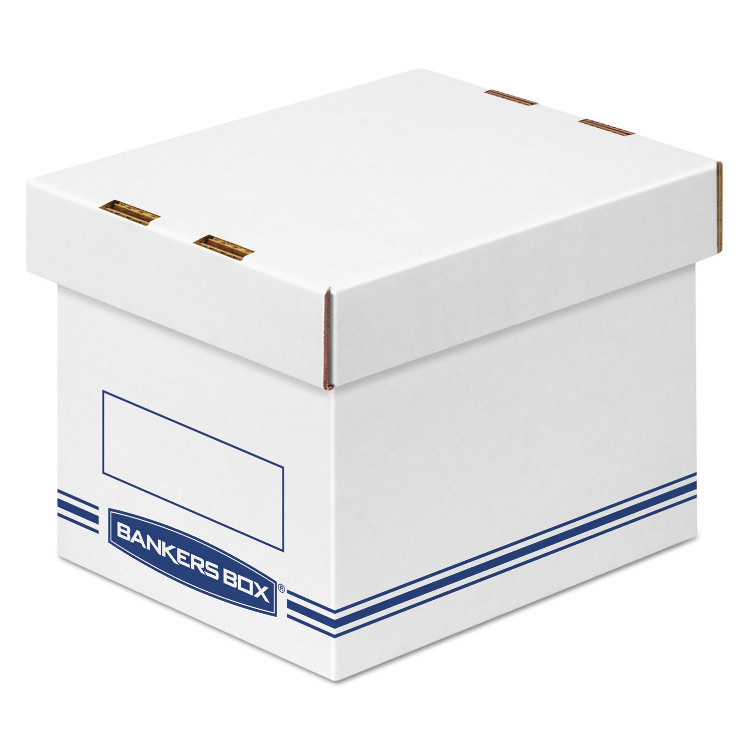  Bankers Box 4662101 Organizer Storage Boxes, Small, 6.25 x 8.13 x 6.5, White/Blue, 12/Carton (FEL4662101) 