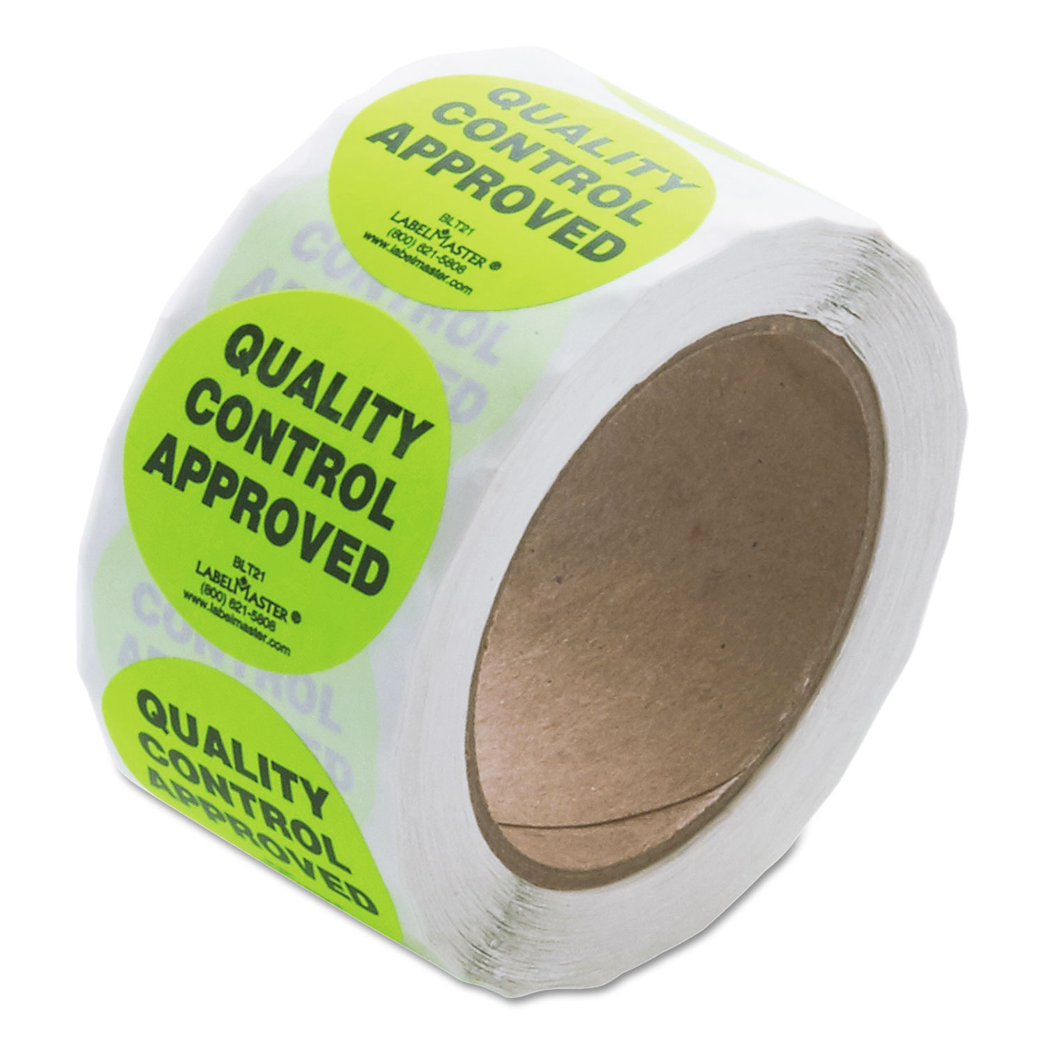 Warehouse Self-Adhesive Label, 2 dia., QUALITY CONTROL APPROVED, 500/Roll