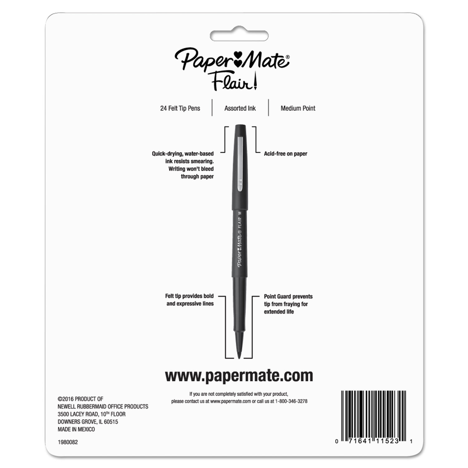 Point Guard Flair Bullet Point Stick Pen, Assorted Colors, .7mm, 24/Set