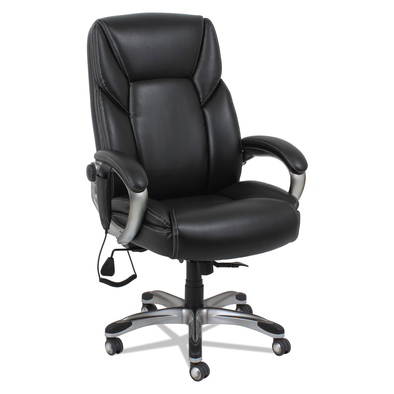  Alera ALESH7119 Shiatsu Massage Chair, Supports up to 275 lbs., Black Seat/Black Back, Silver Base (ALESH7119) 
